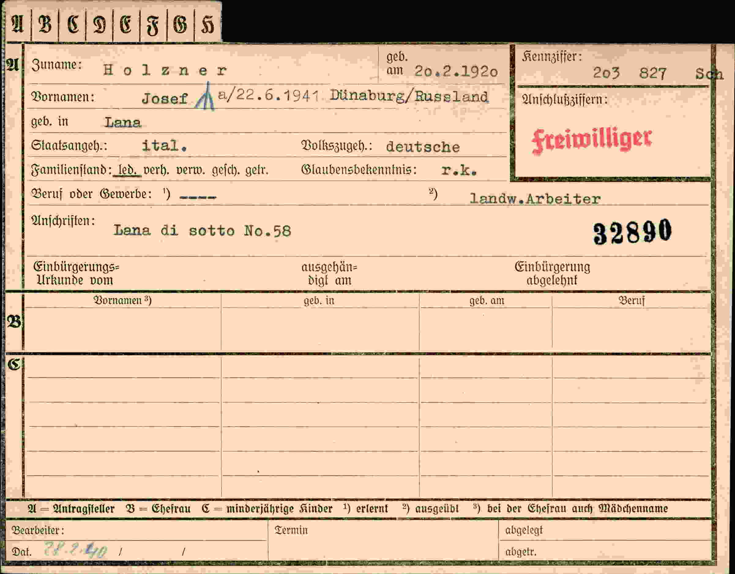 Dokument für Josef Holzner