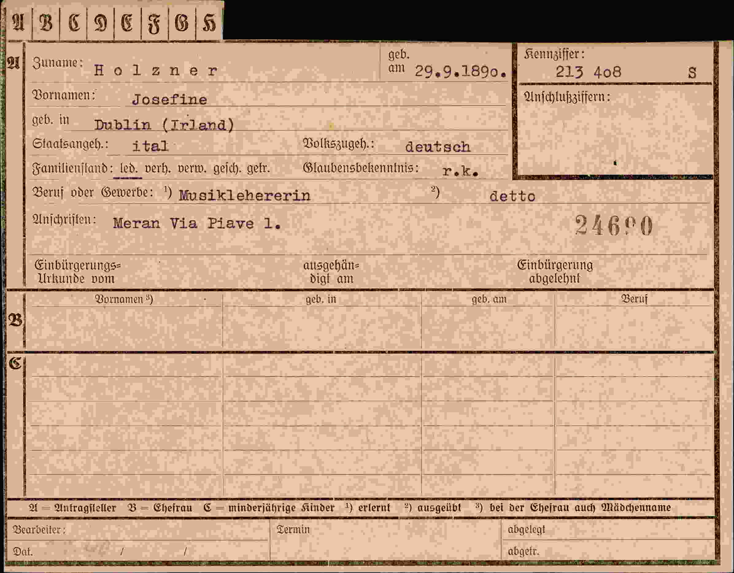 Dokument für Josefine Holzner