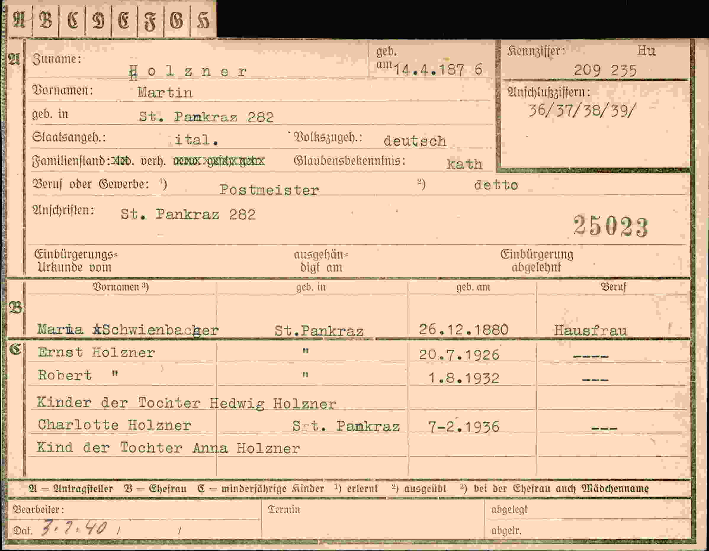 Dokument für Martin Holzner