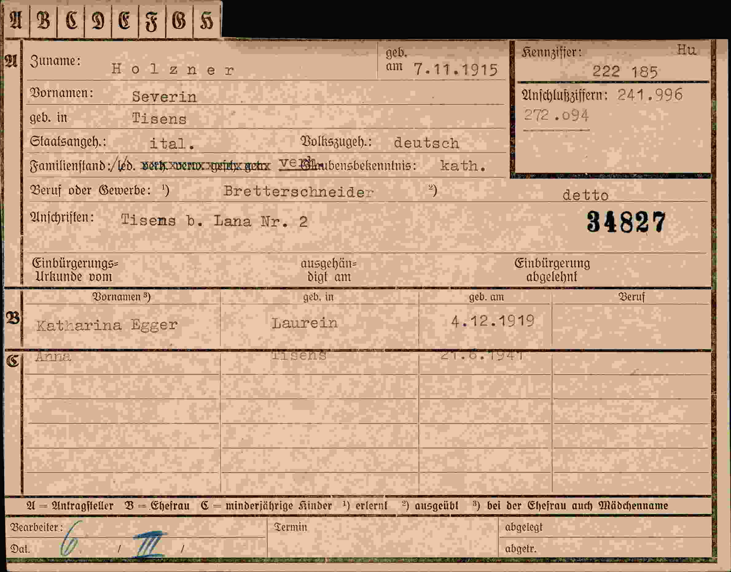 Dokument für Severin Holzner