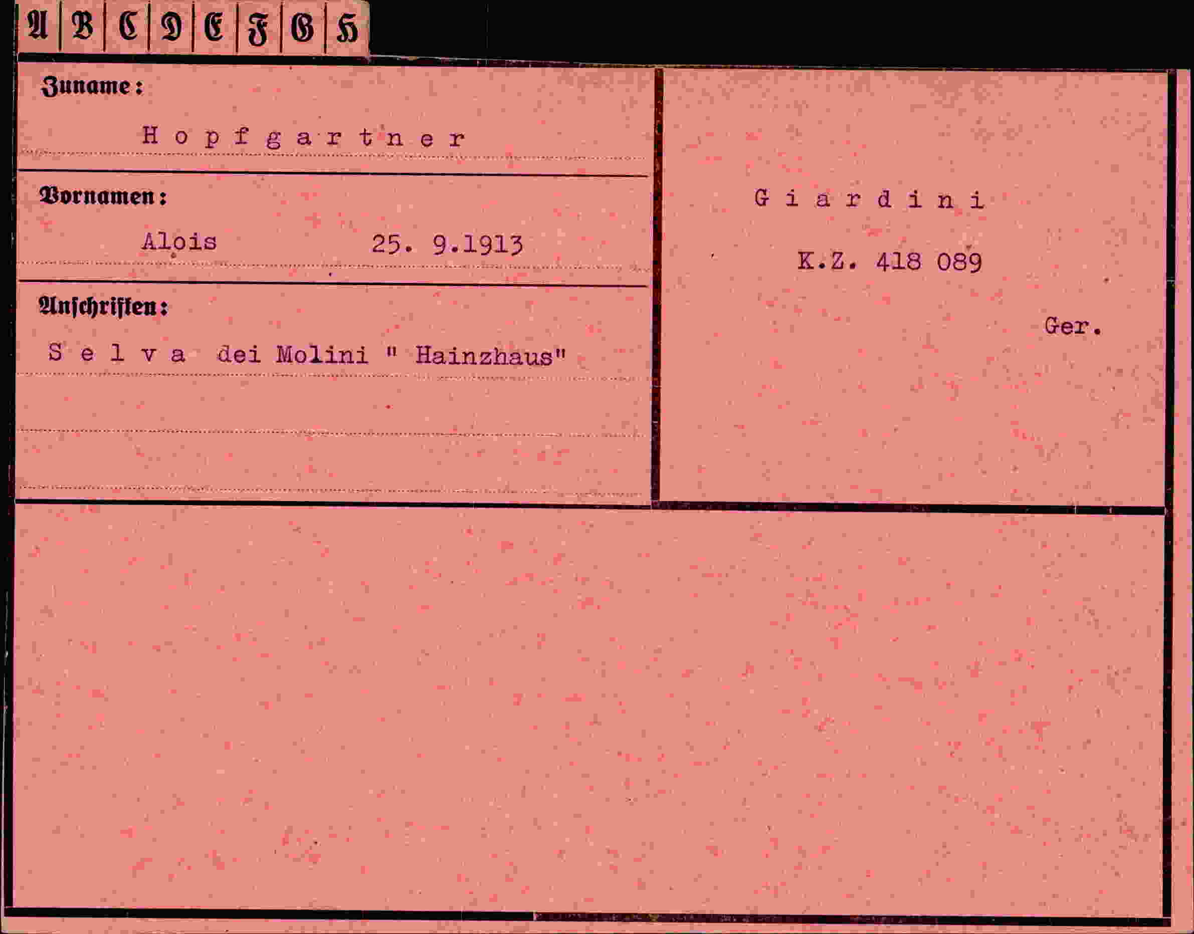 Dokument für Alois Hopfgartner
