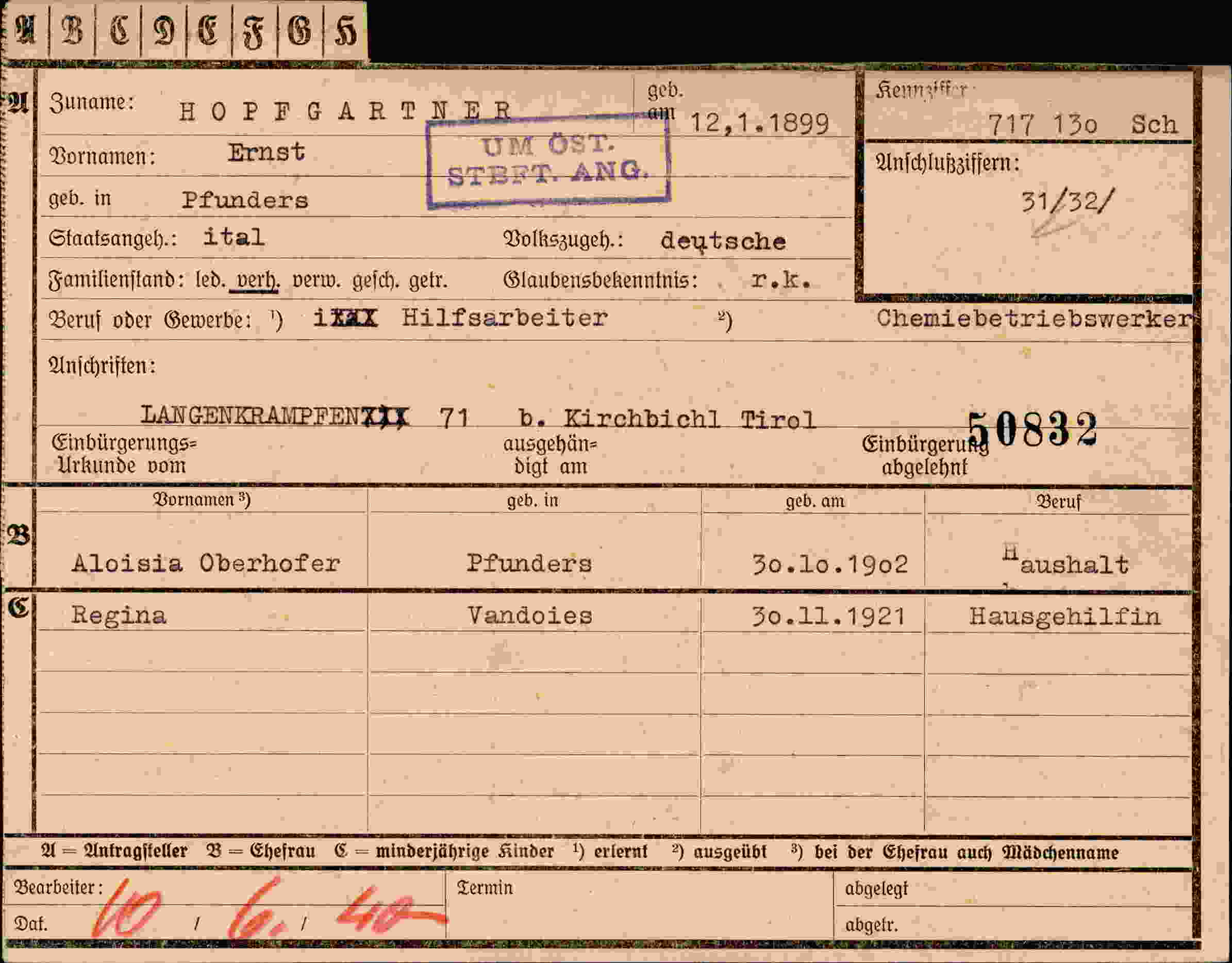 Dokument für Ernst Hopegartner