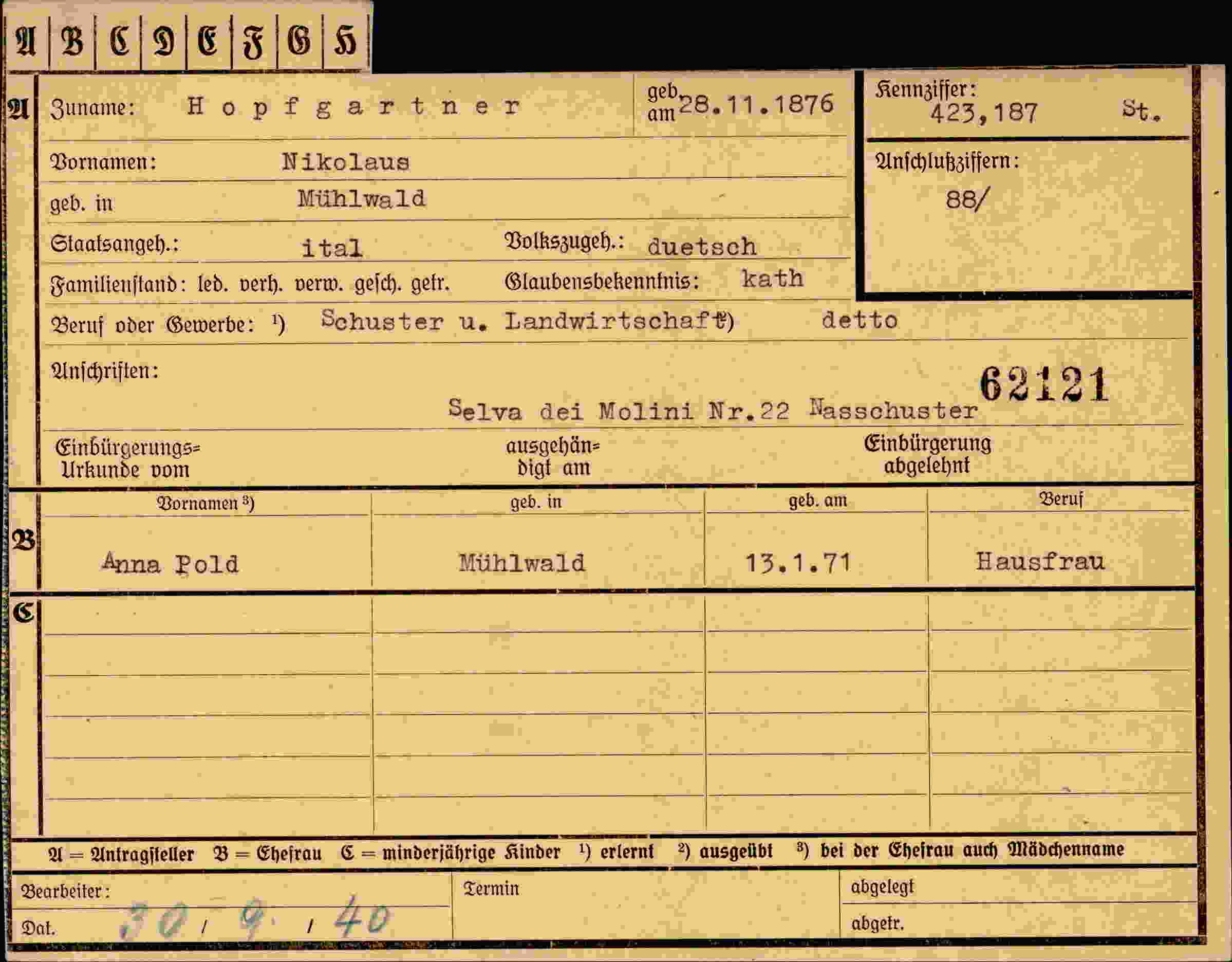 Dokument für Nikolaus Hopfgartner