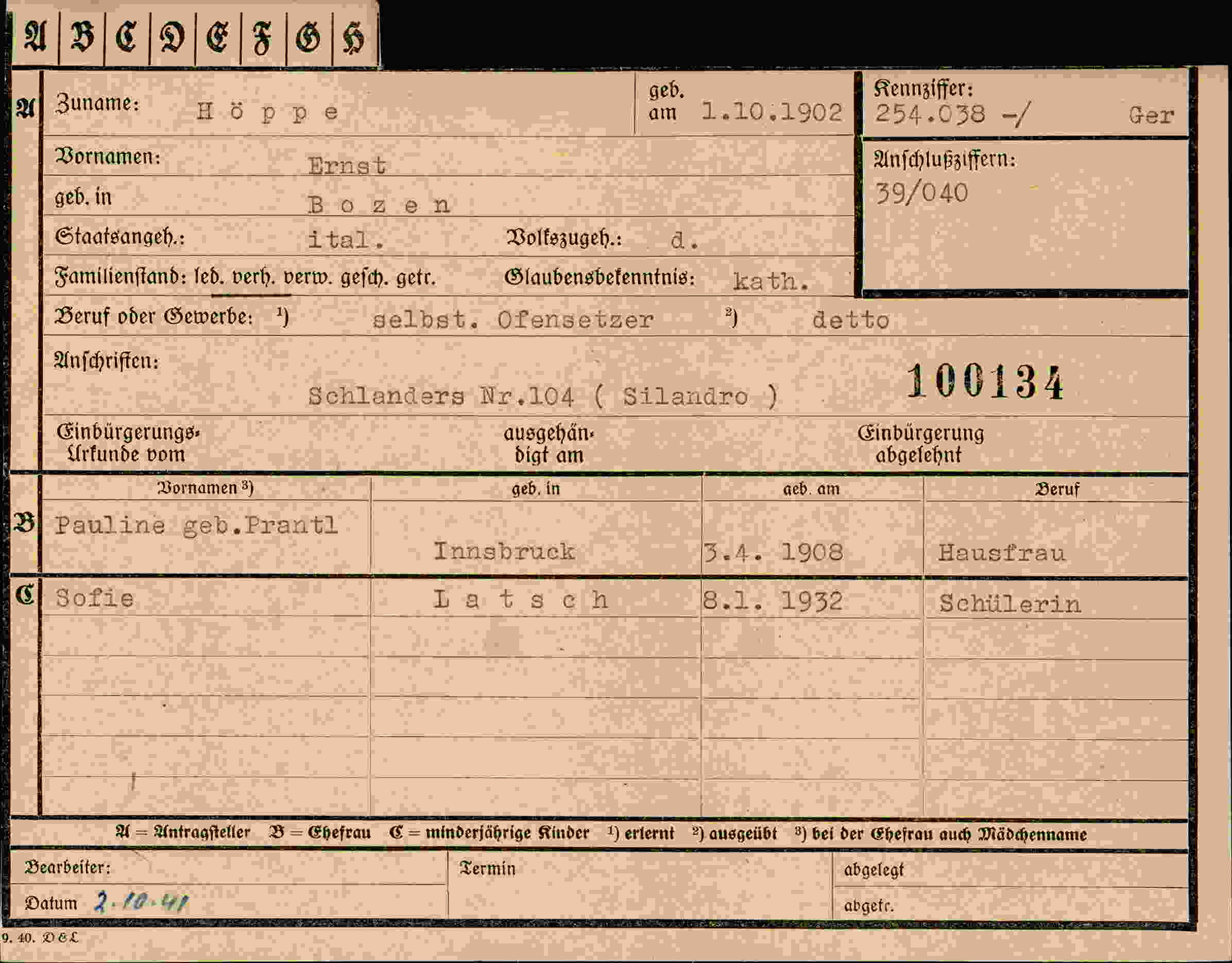 Dokument für Ernst Höppe