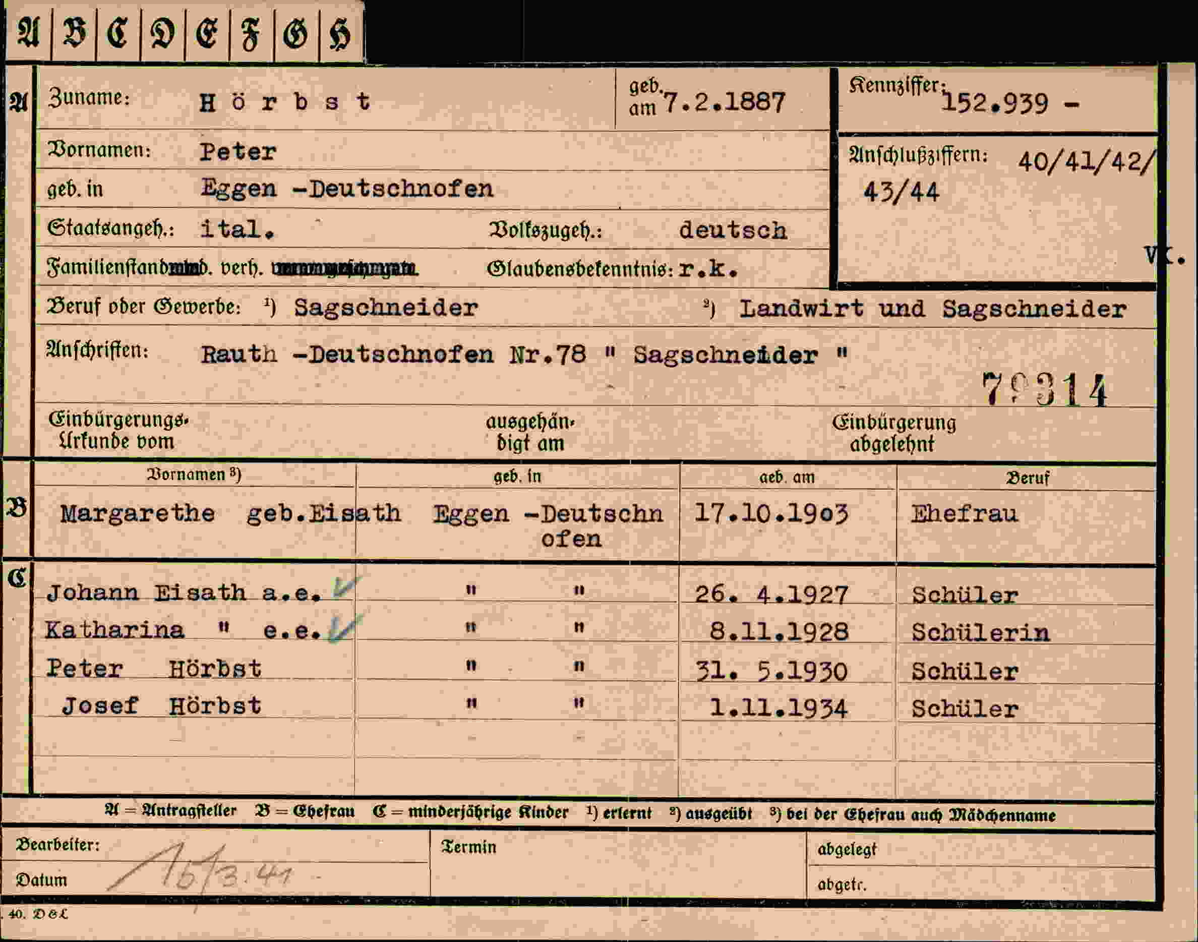 Vorderseite des Dokuments