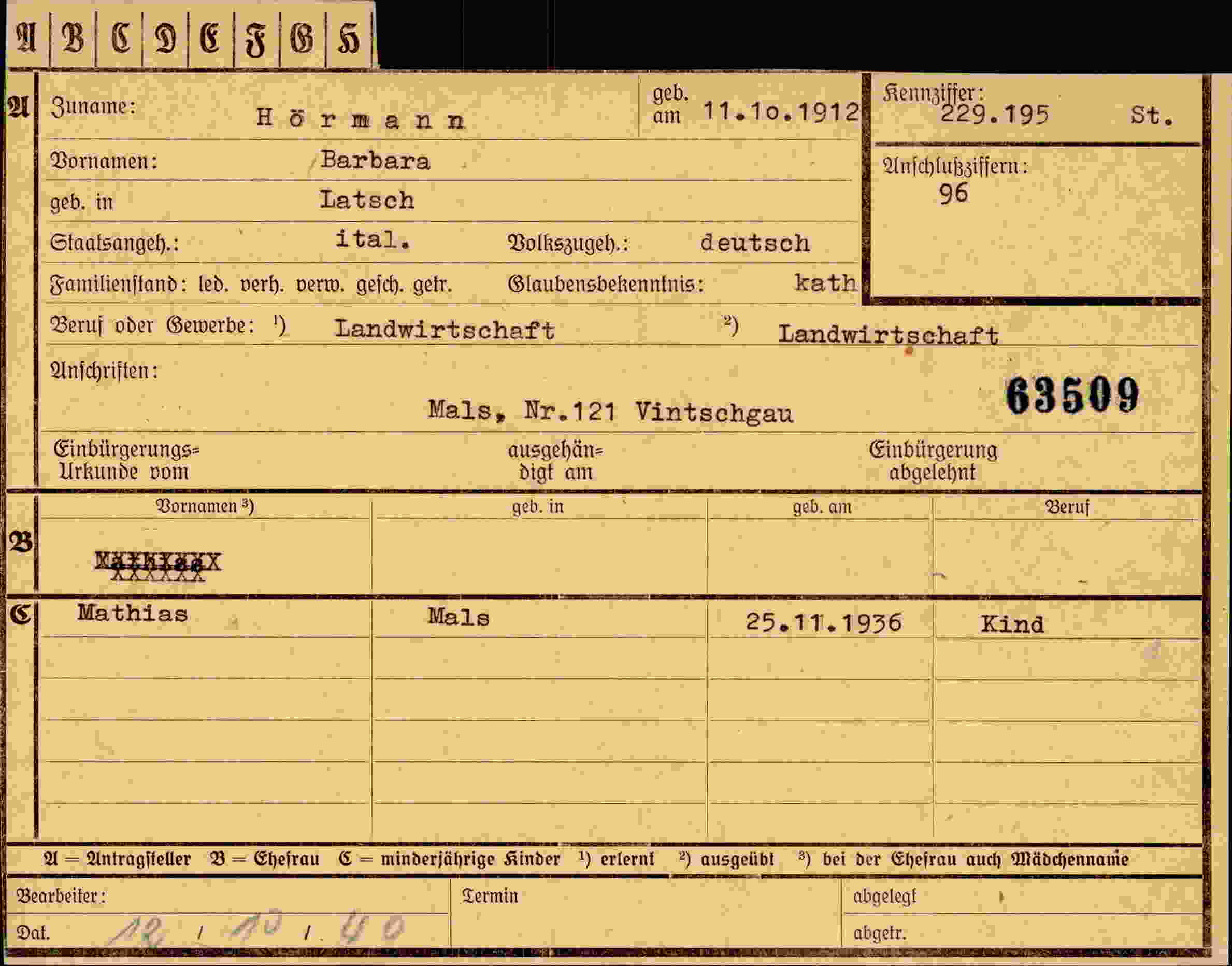Vorderseite des Dokuments