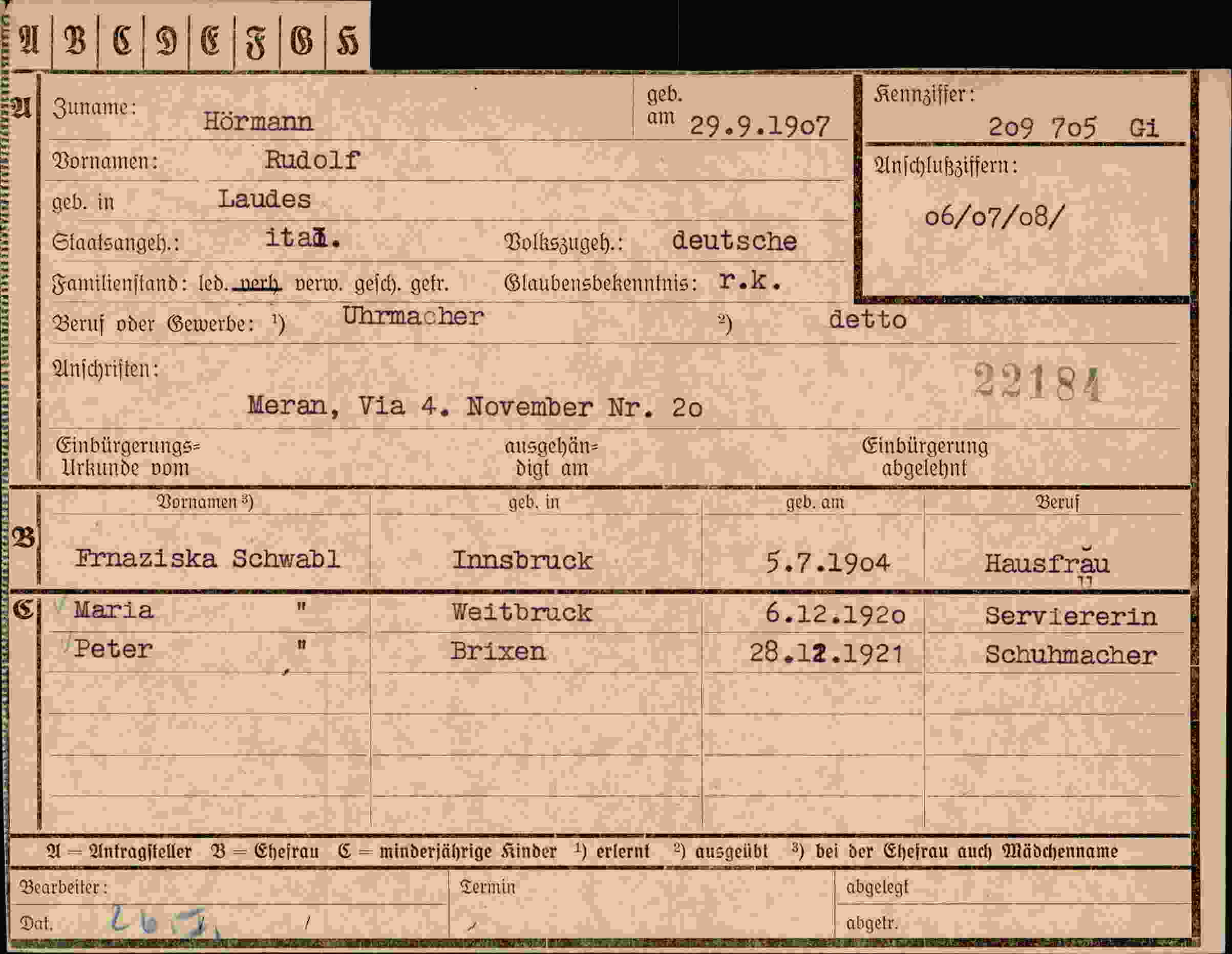 Vorderseite des Dokuments