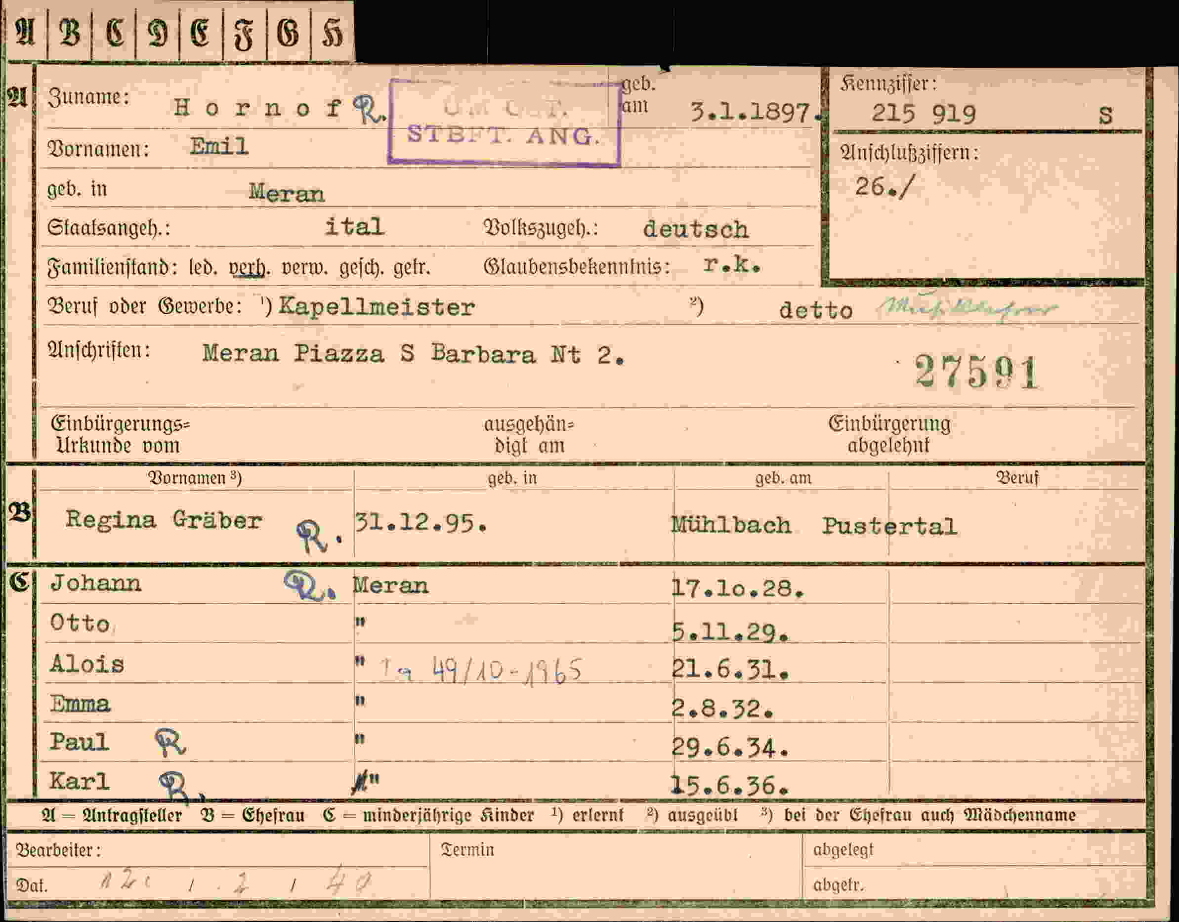 Dokument für Emil HornofR
