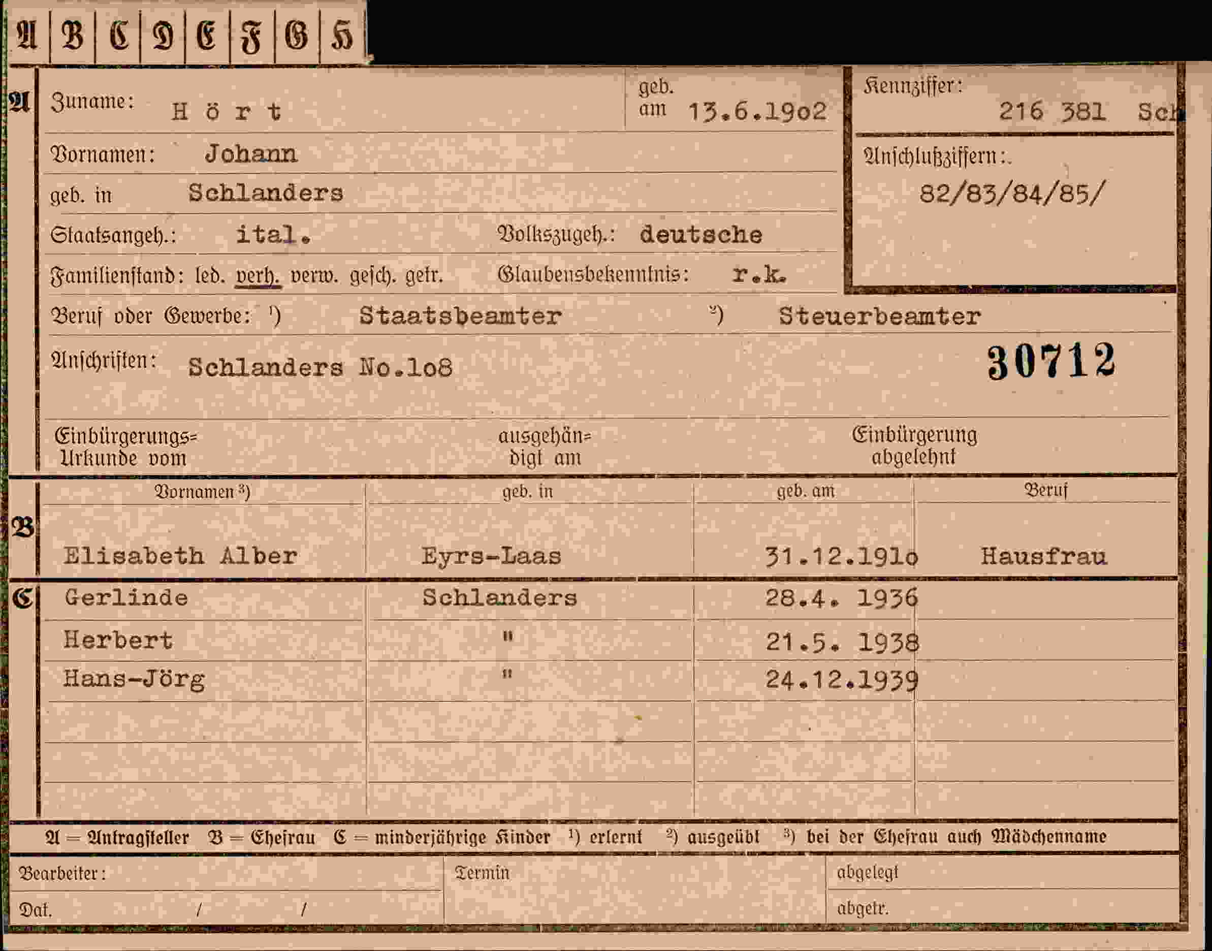 Dokument für Johann Hört