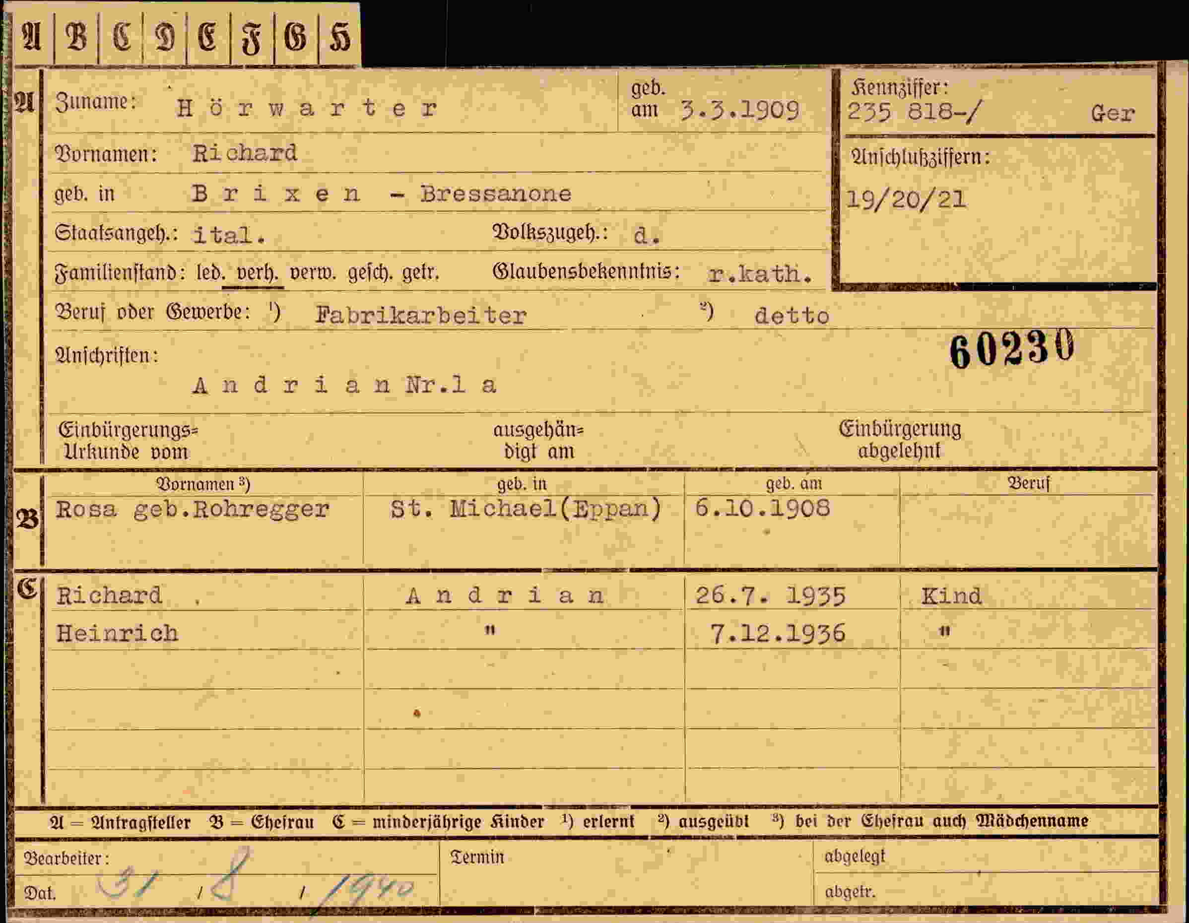 Dokument für Richard Hörwarter