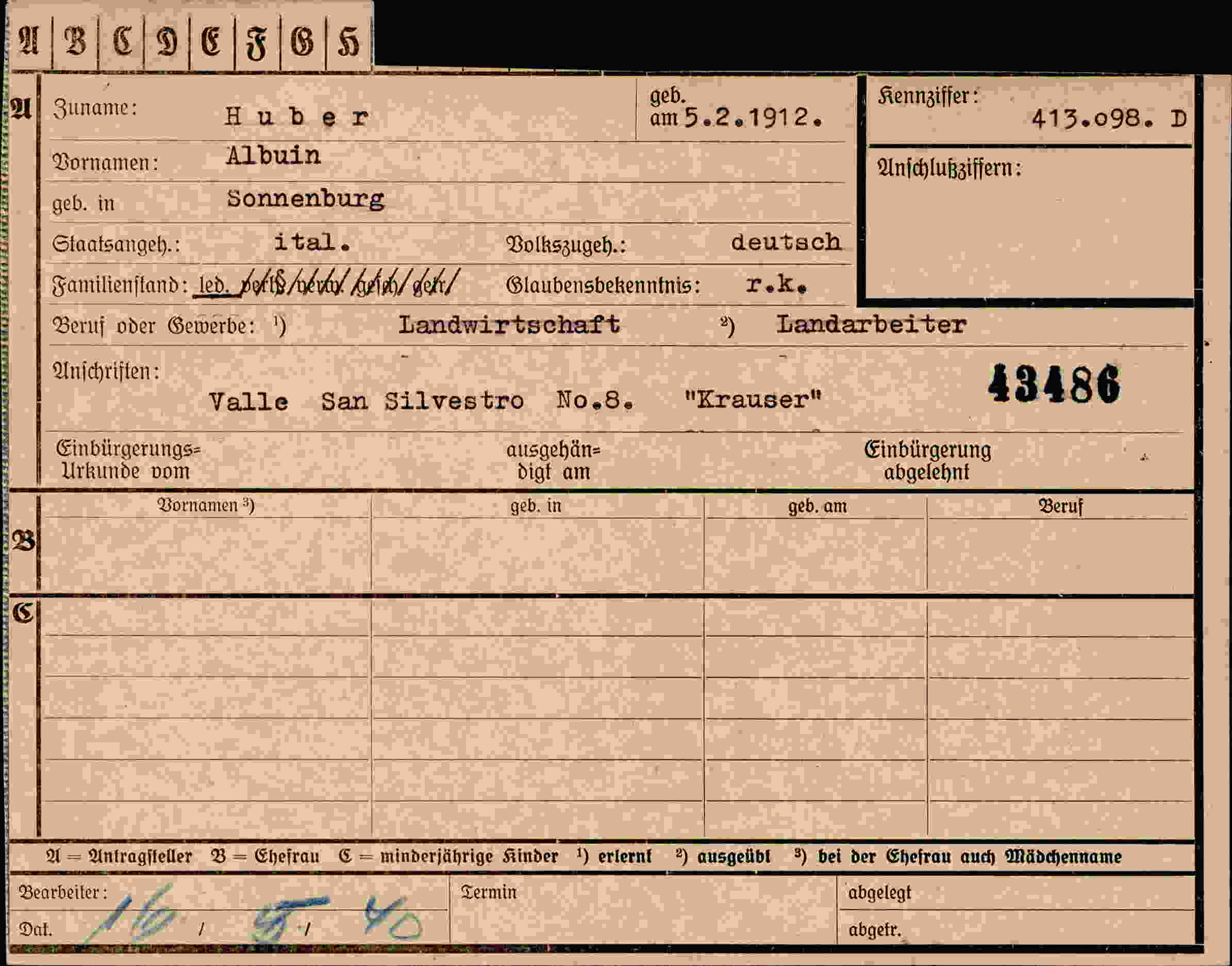 Vorderseite des Dokuments