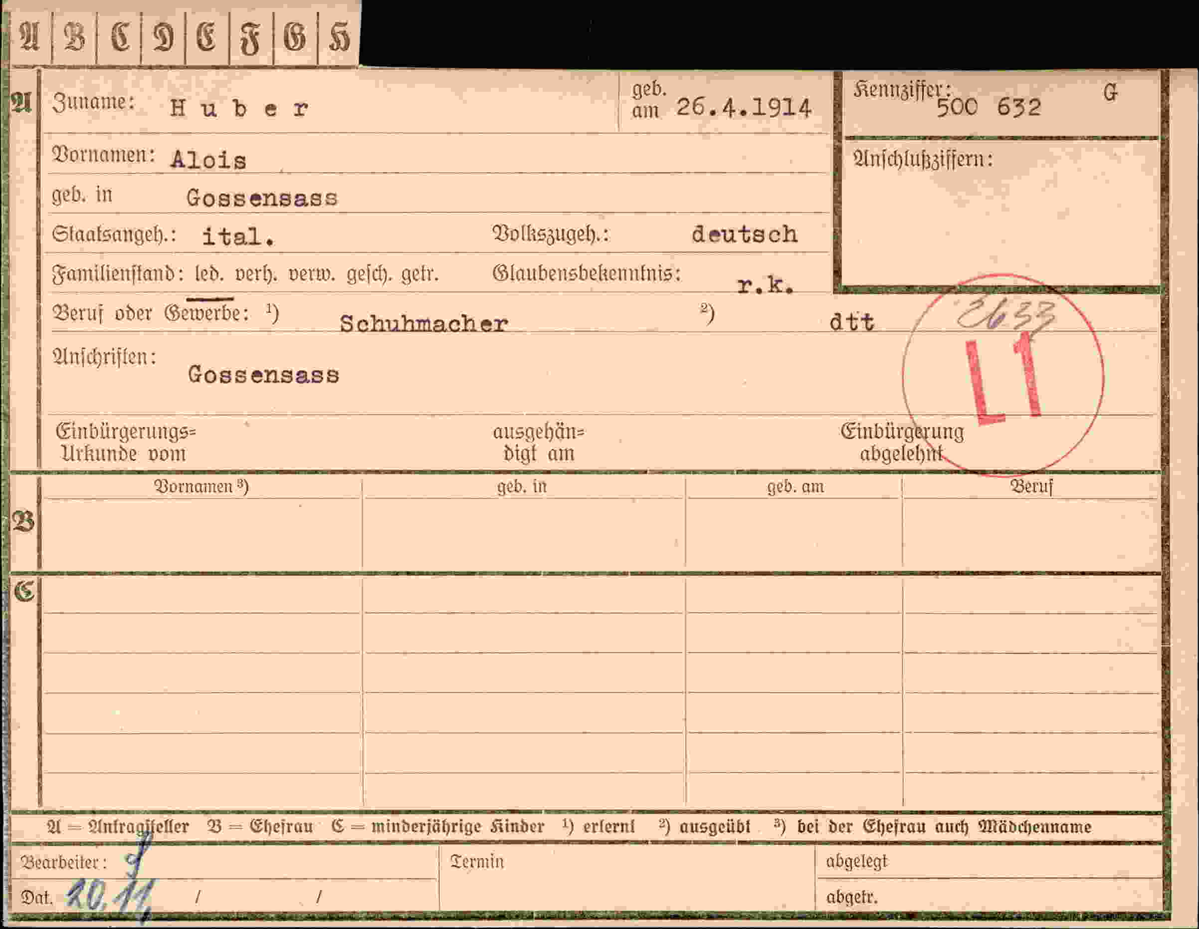 Vorderseite des Dokuments