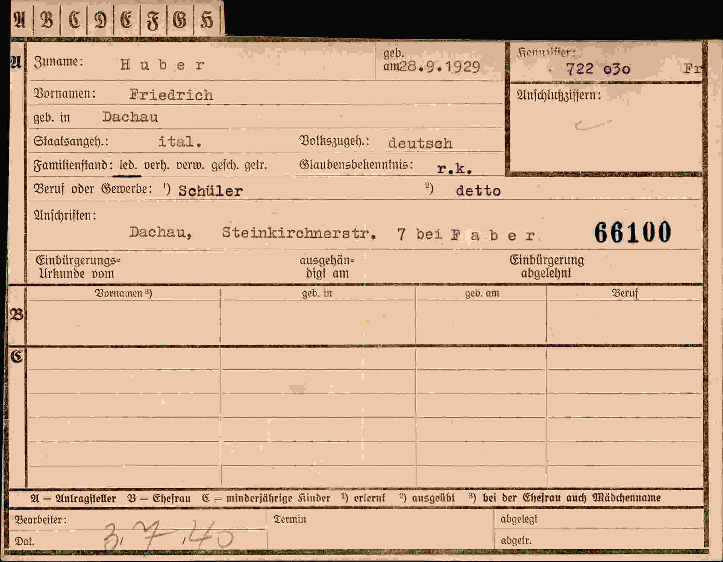 Vorderseite des Dokuments