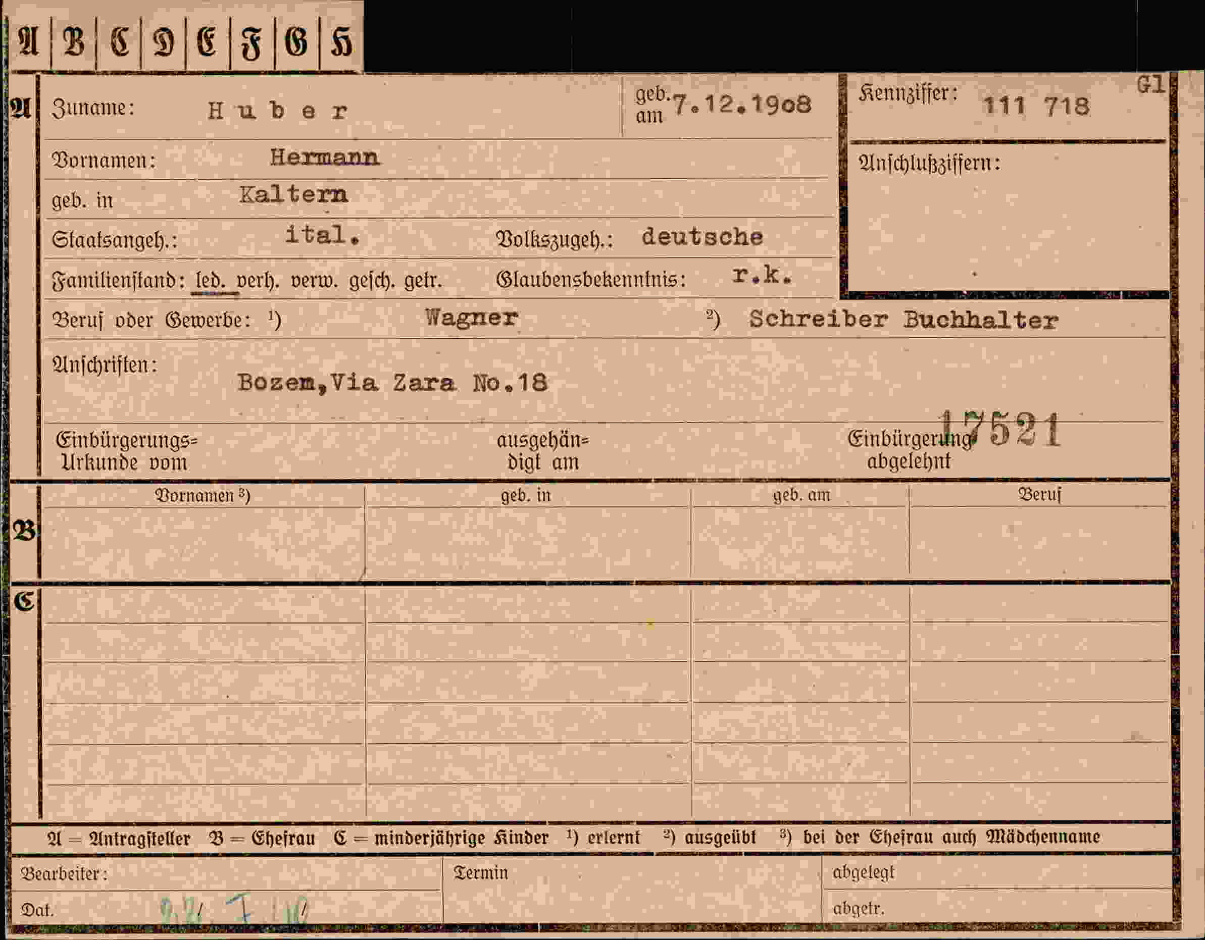 Dokument für Hermann Huber