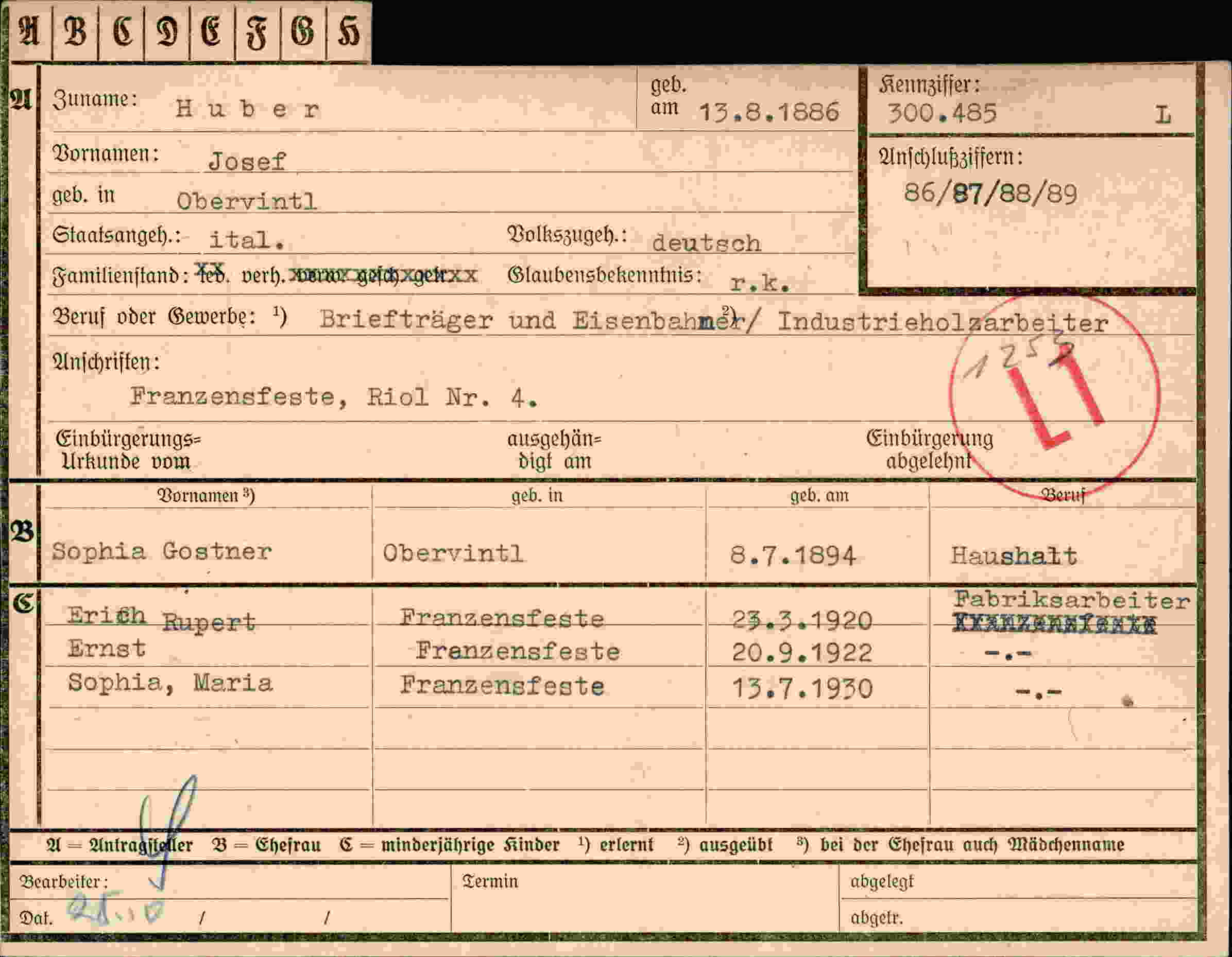 Vorderseite des Dokuments