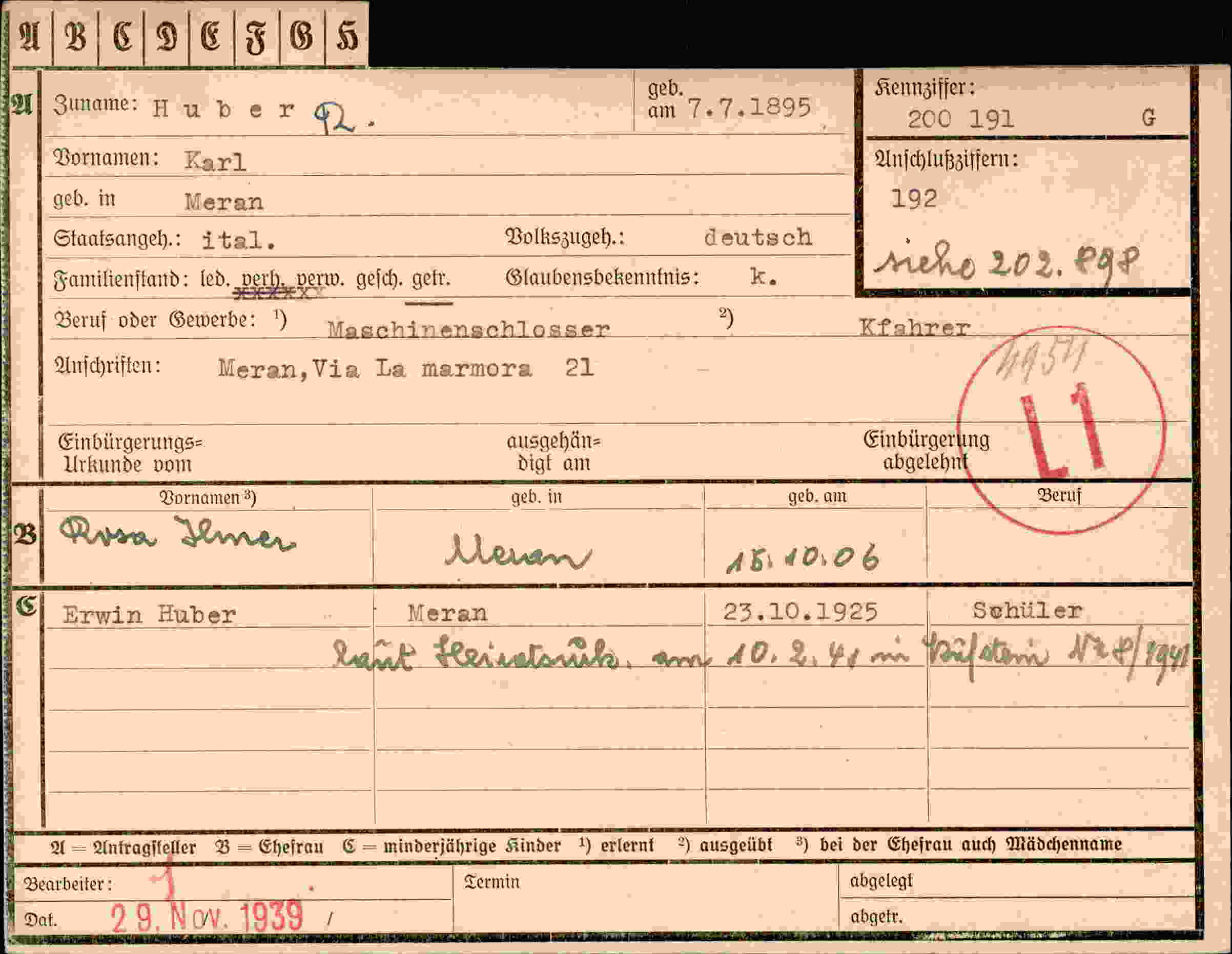 Dokument für Karl Huber