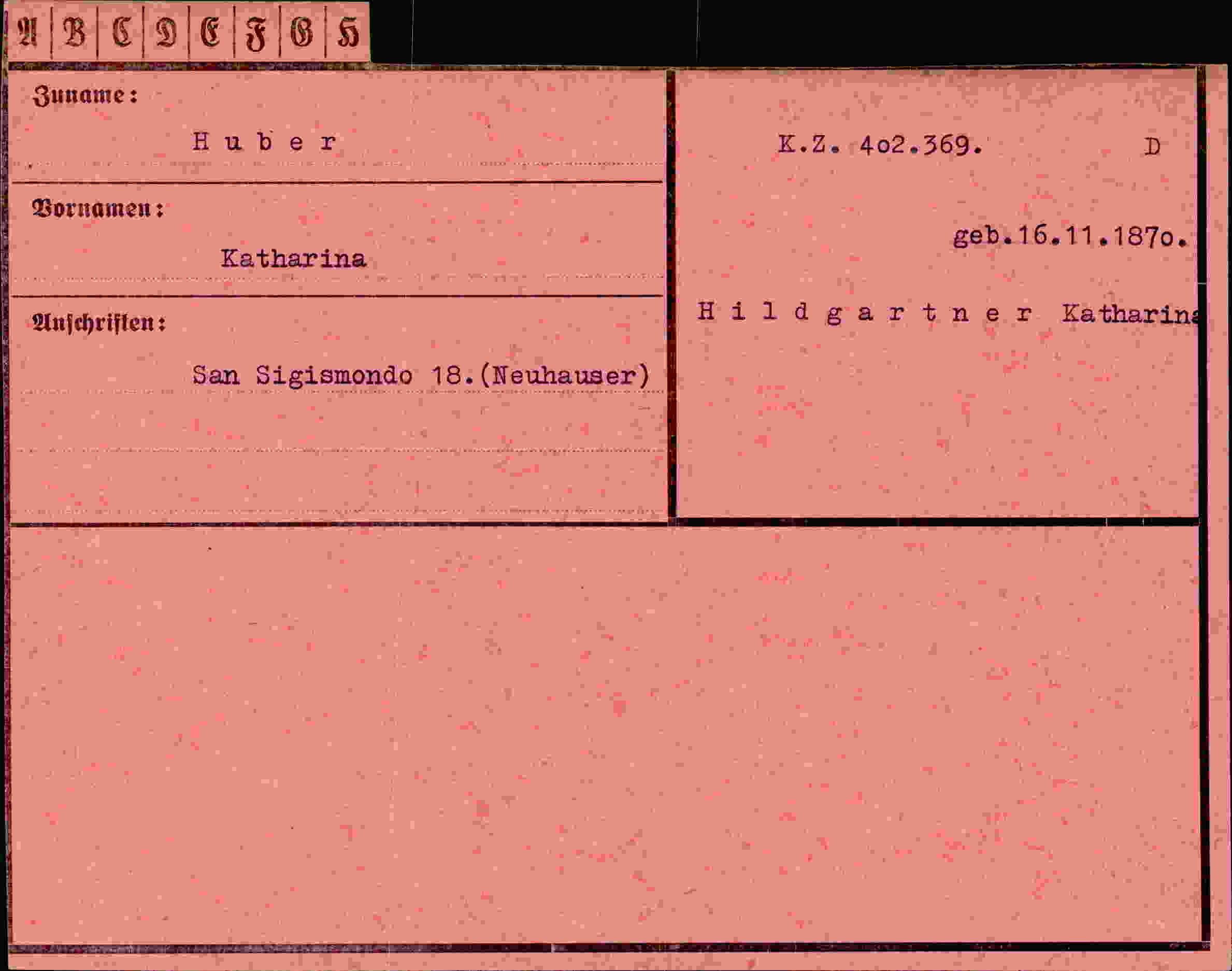 Vorderseite des Dokuments