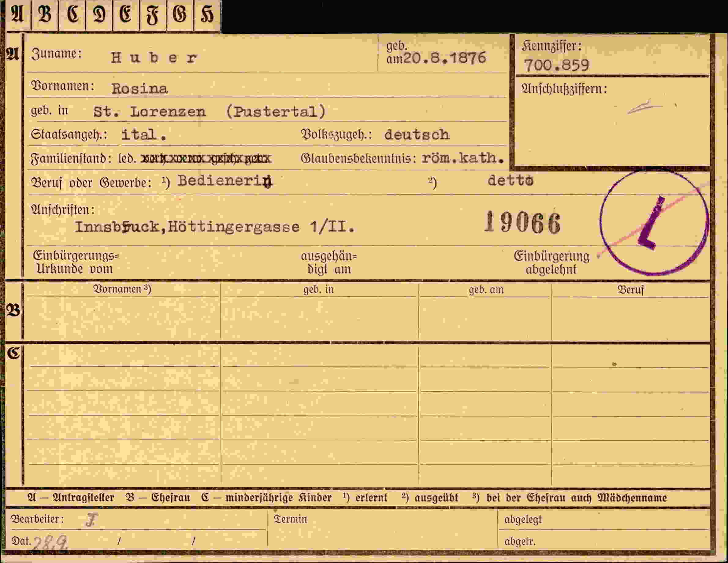 Vorderseite des Dokuments