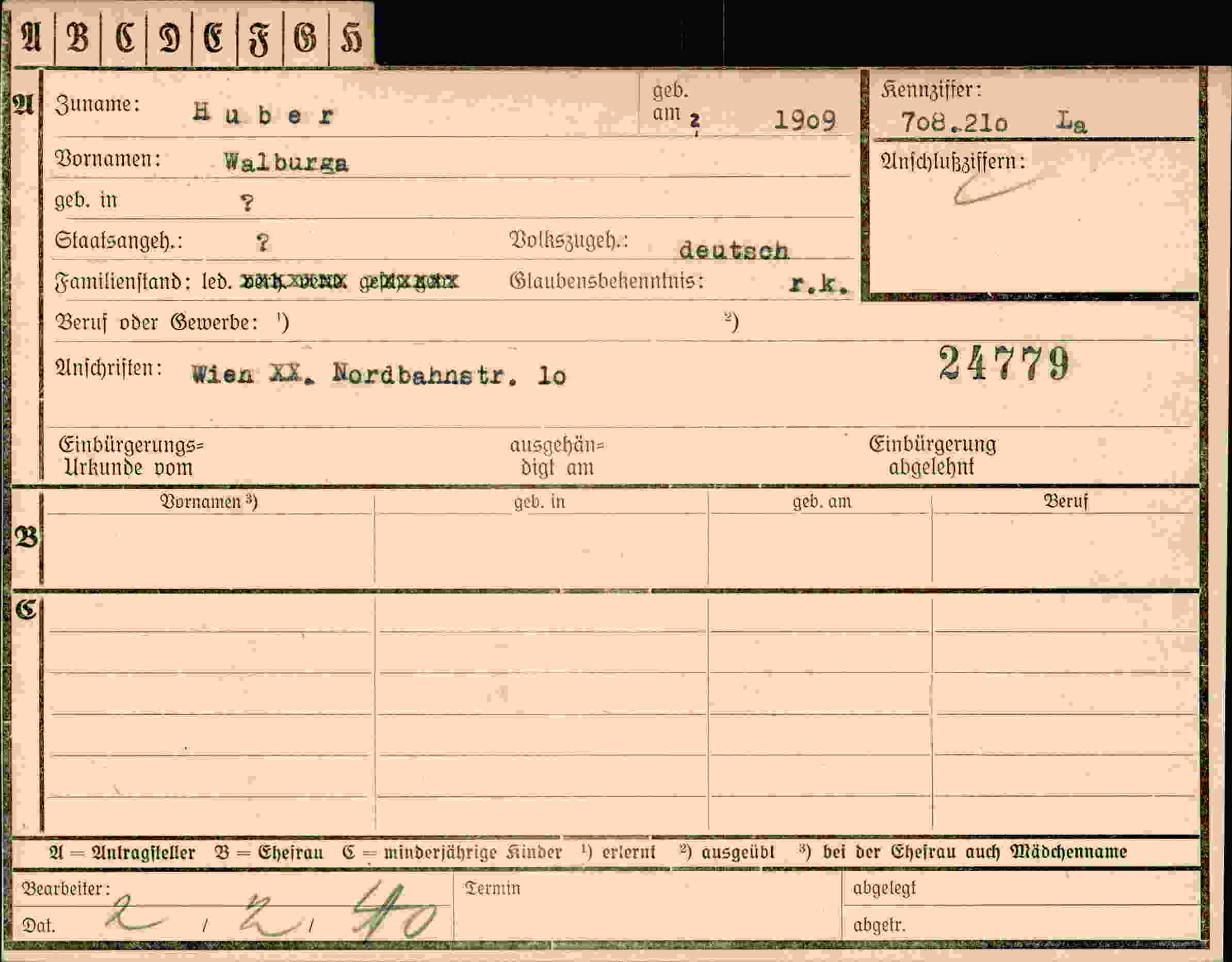 Vorderseite des Dokuments