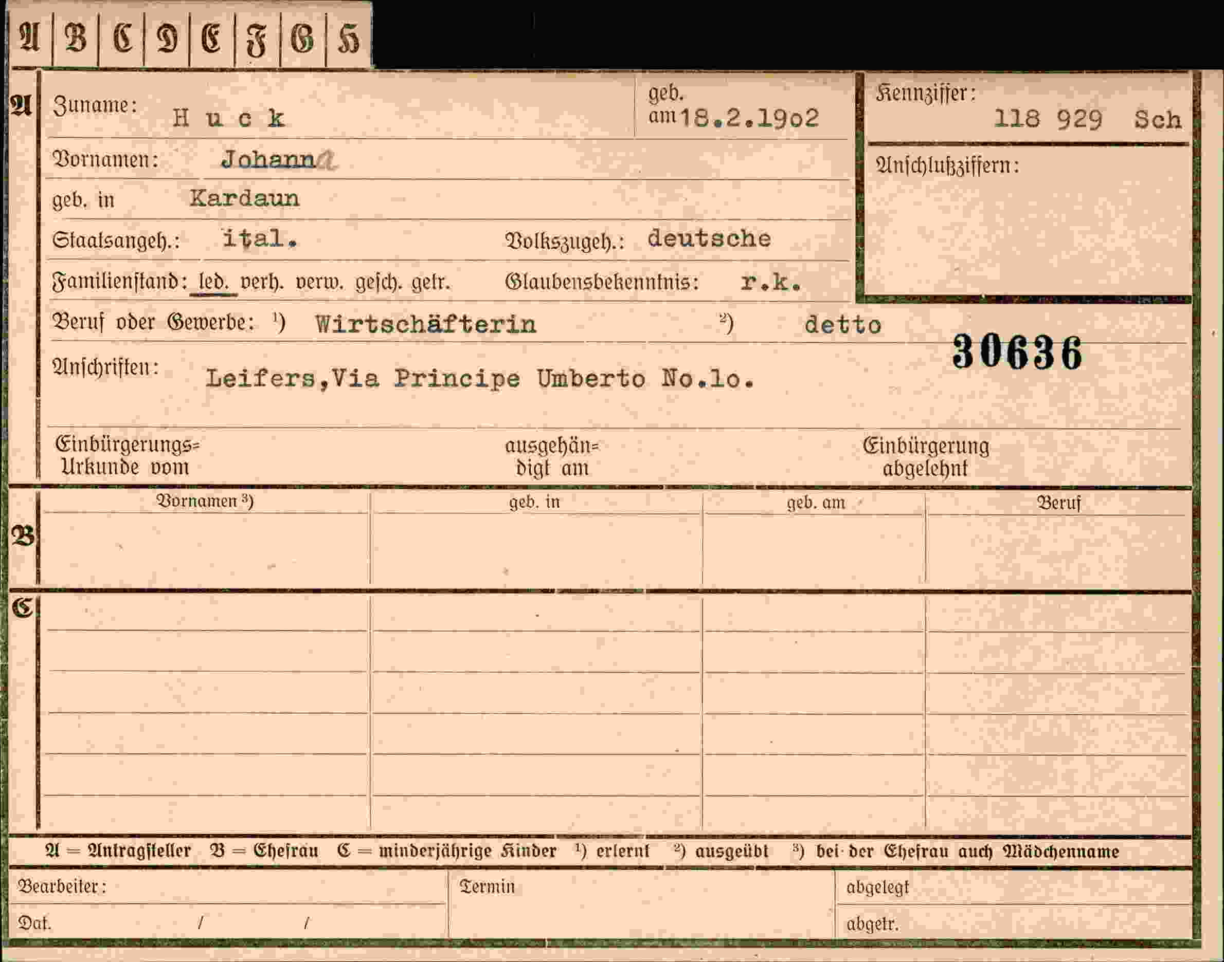 Vorderseite des Dokuments