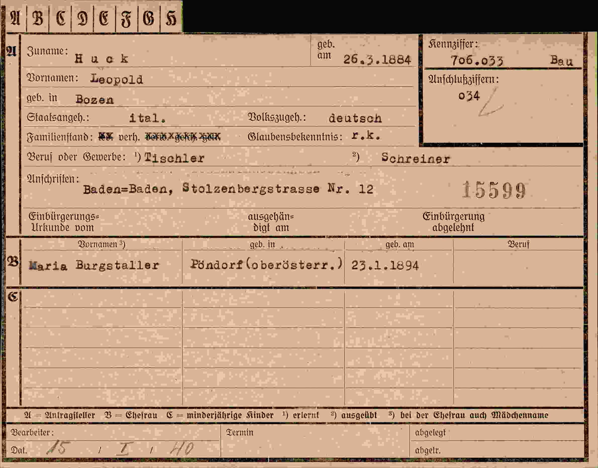 Dokument für Leopold Huck