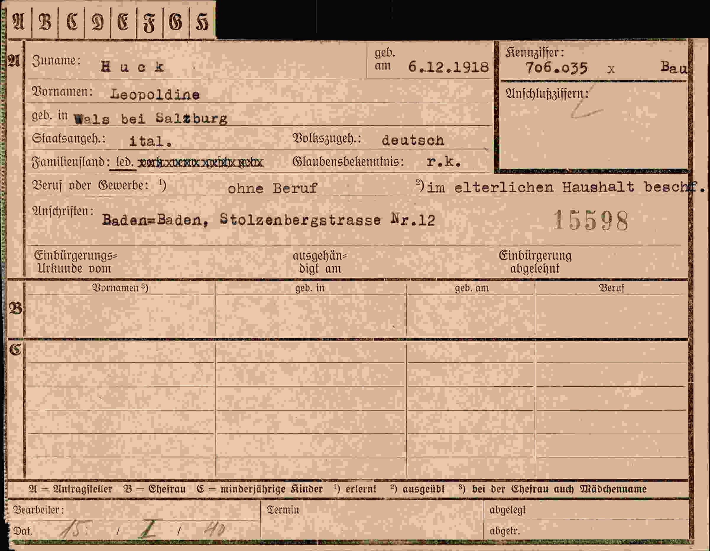Vorderseite des Dokuments