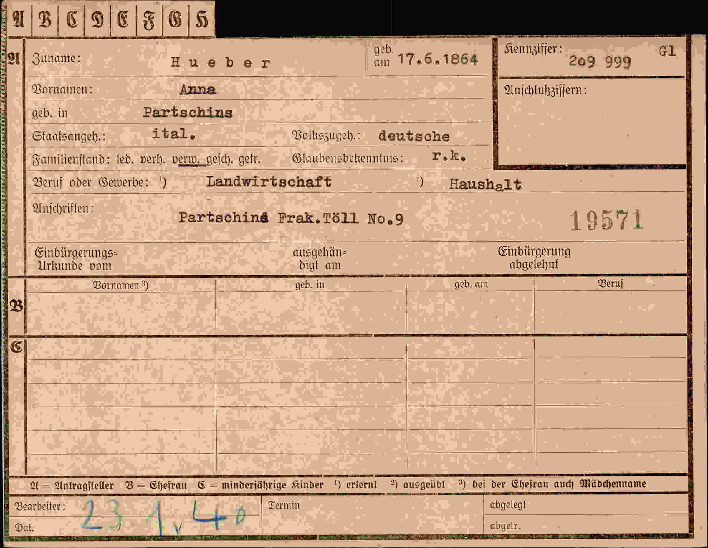 Vorderseite des Dokuments