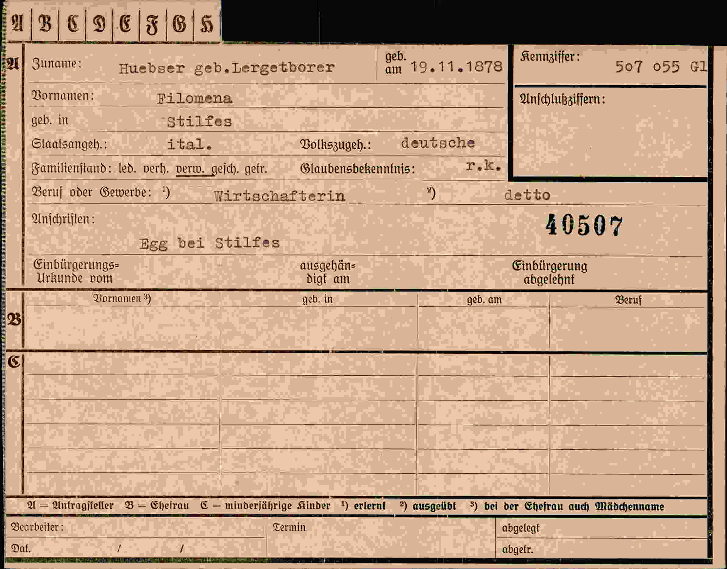 Dokument für Filomena Huebser