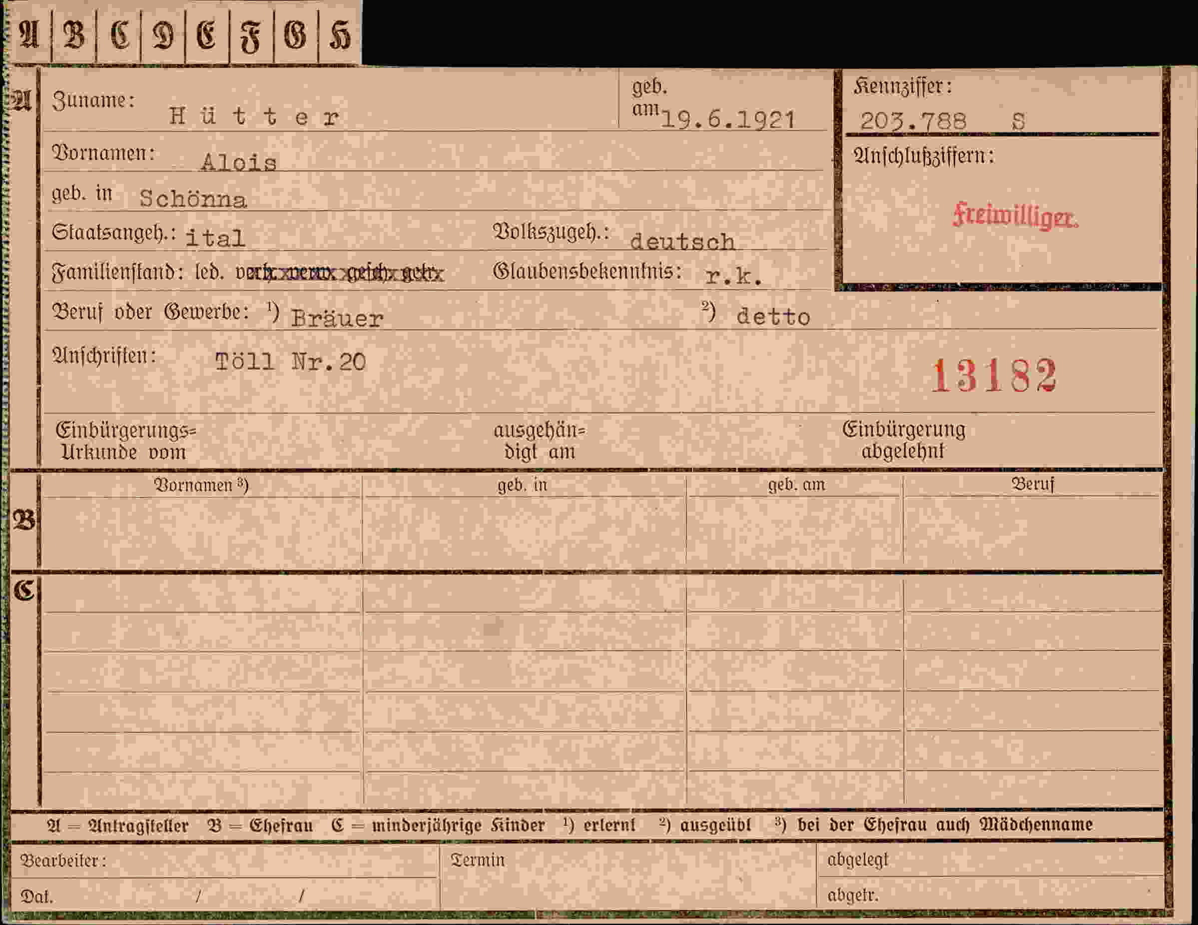 Dokument für  Hütter
