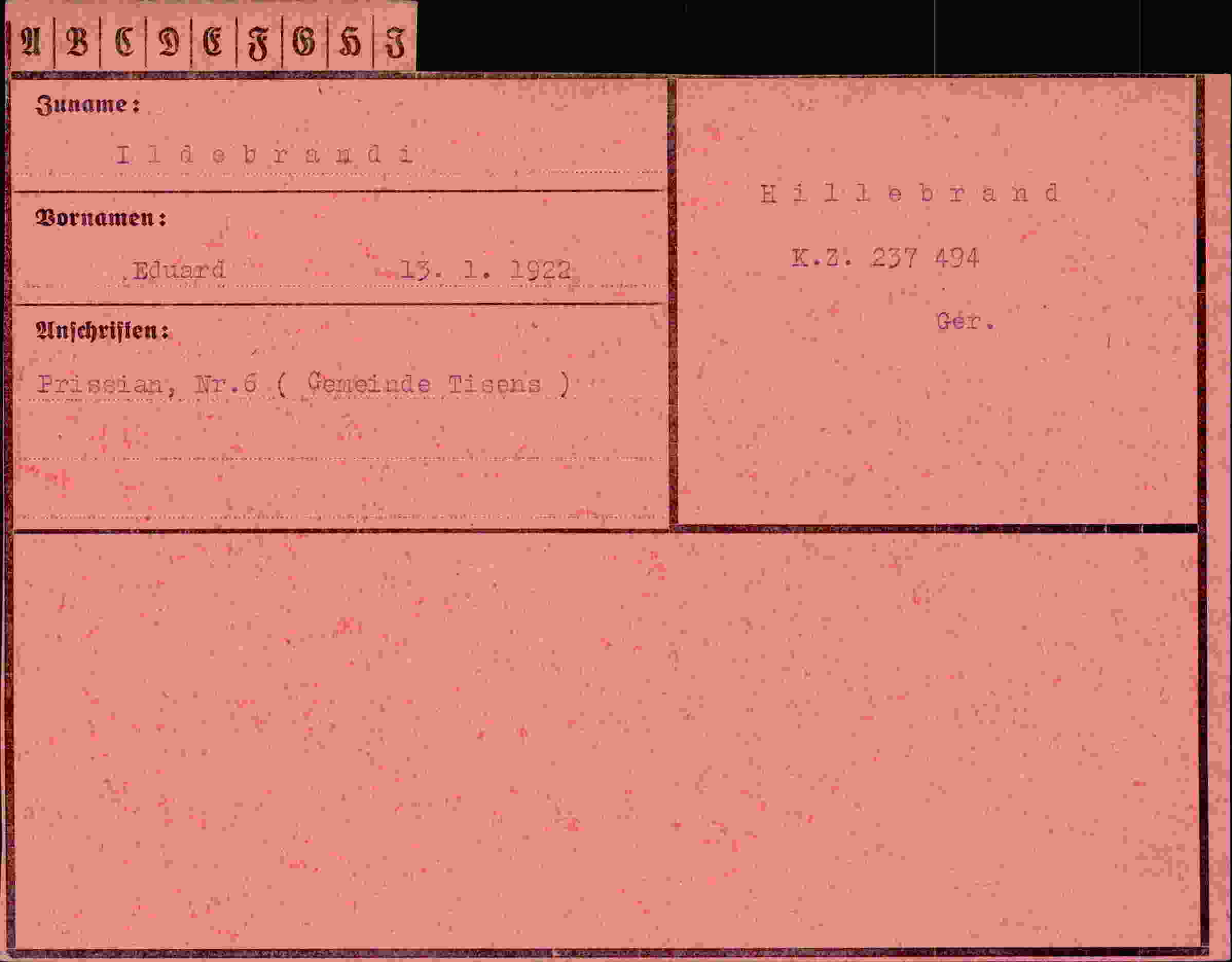 Dokument für Eduard Ildebrandi