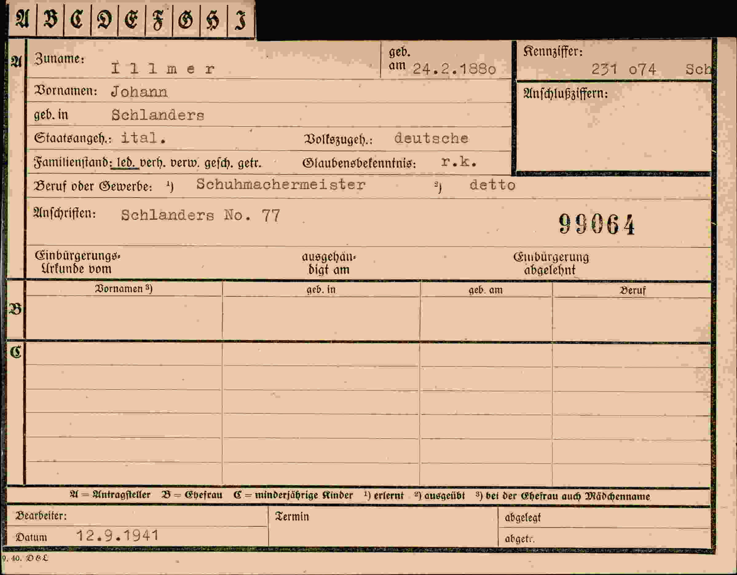 Vorderseite des Dokuments