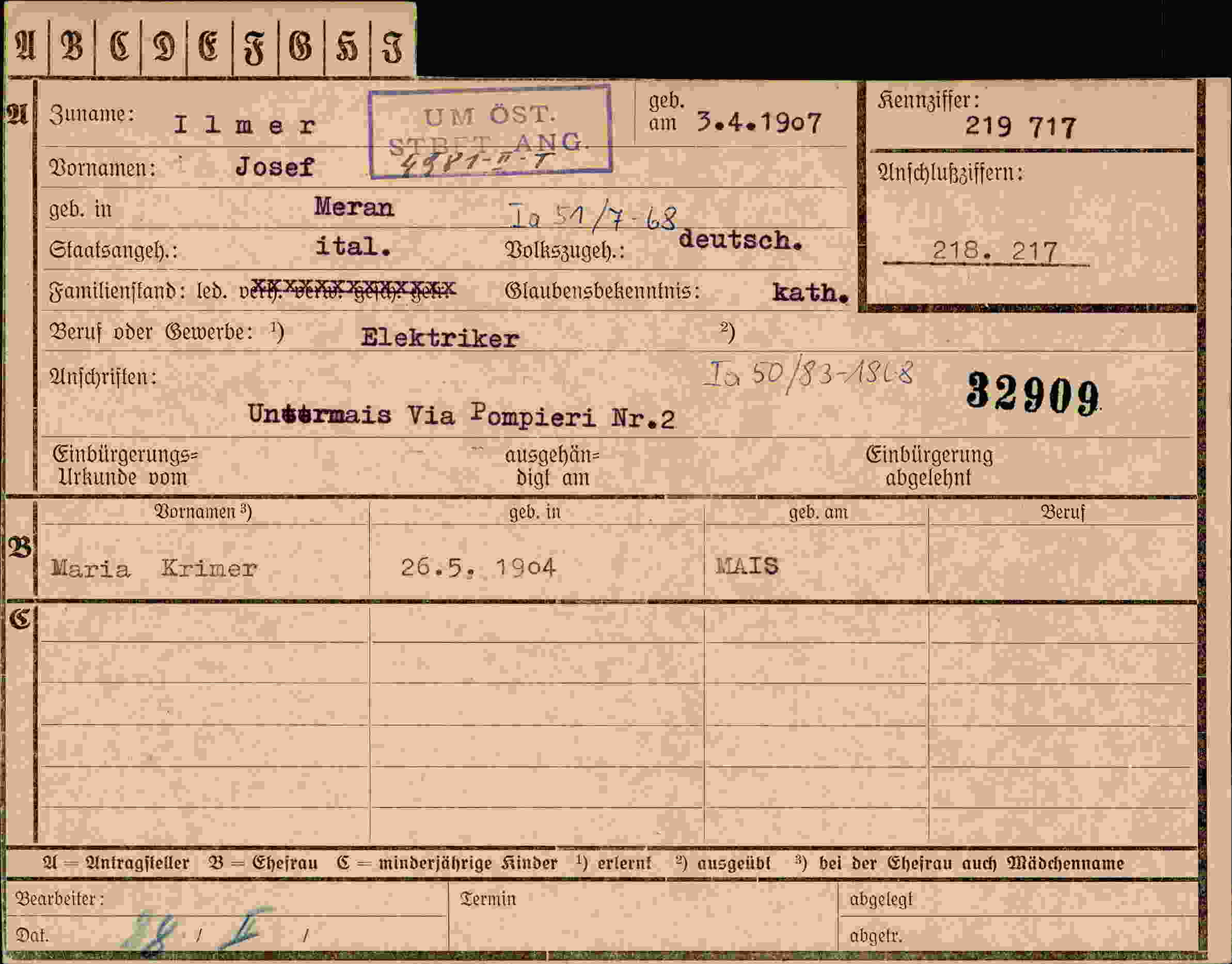 Vorderseite des Dokuments