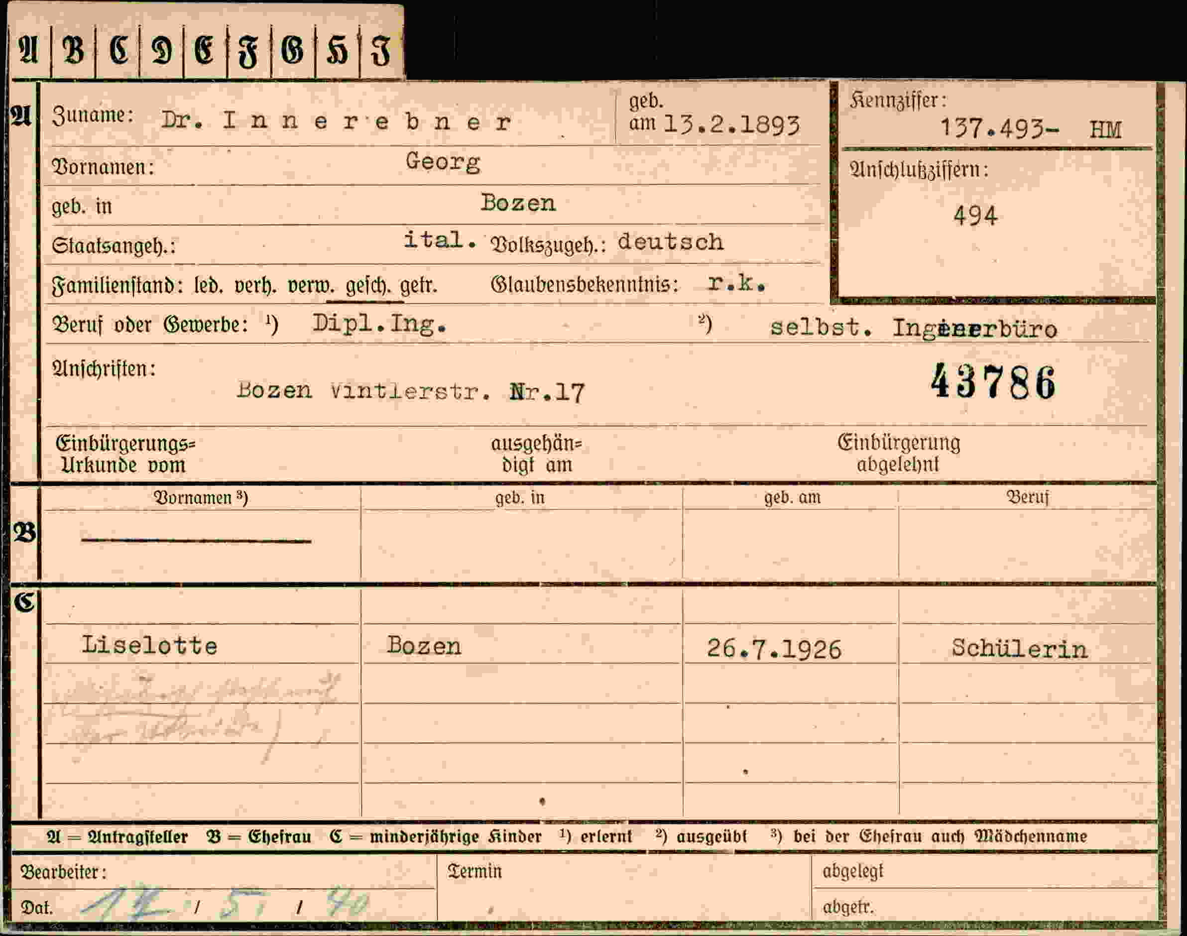 Vorderseite des Dokuments