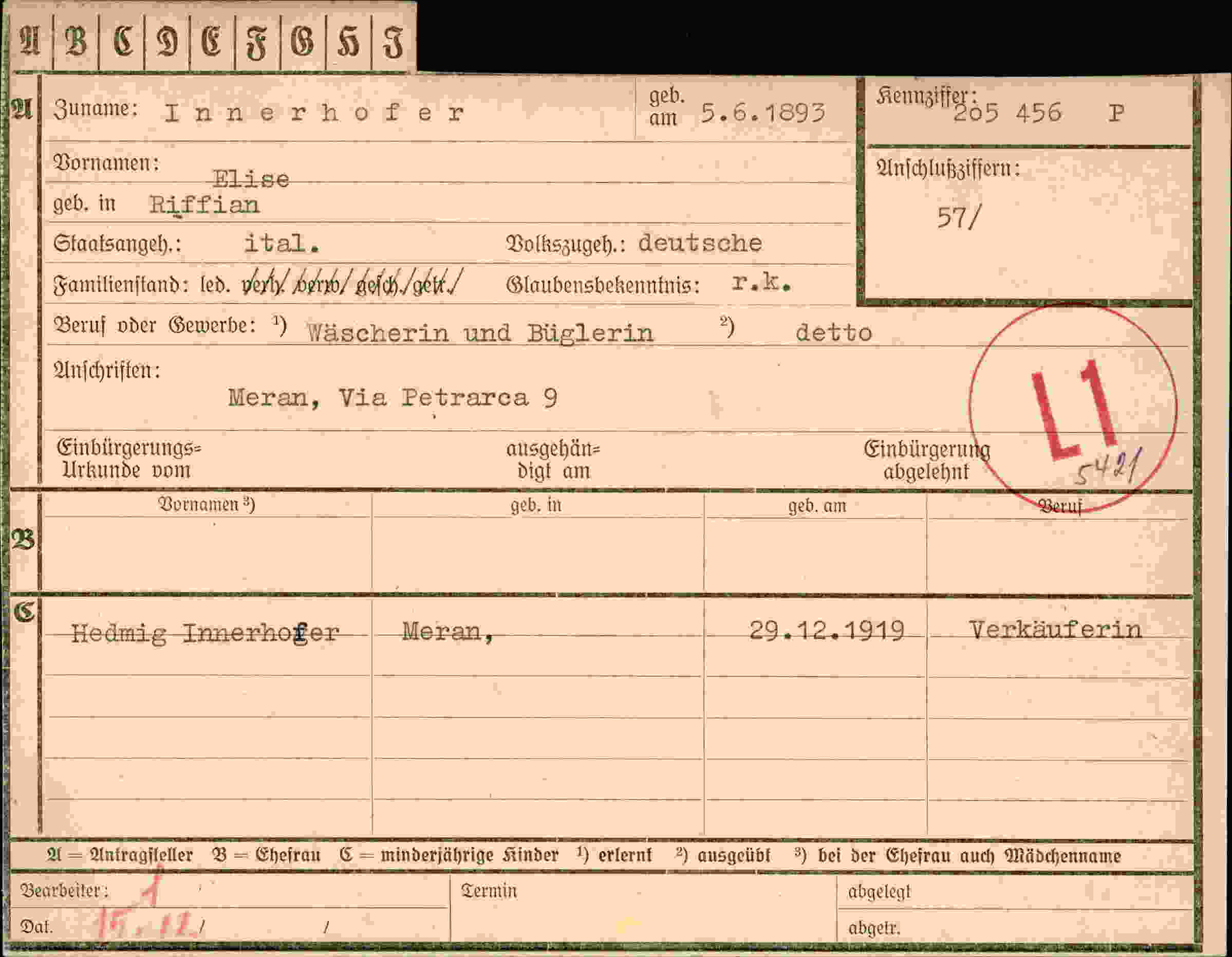 Vorderseite des Dokuments