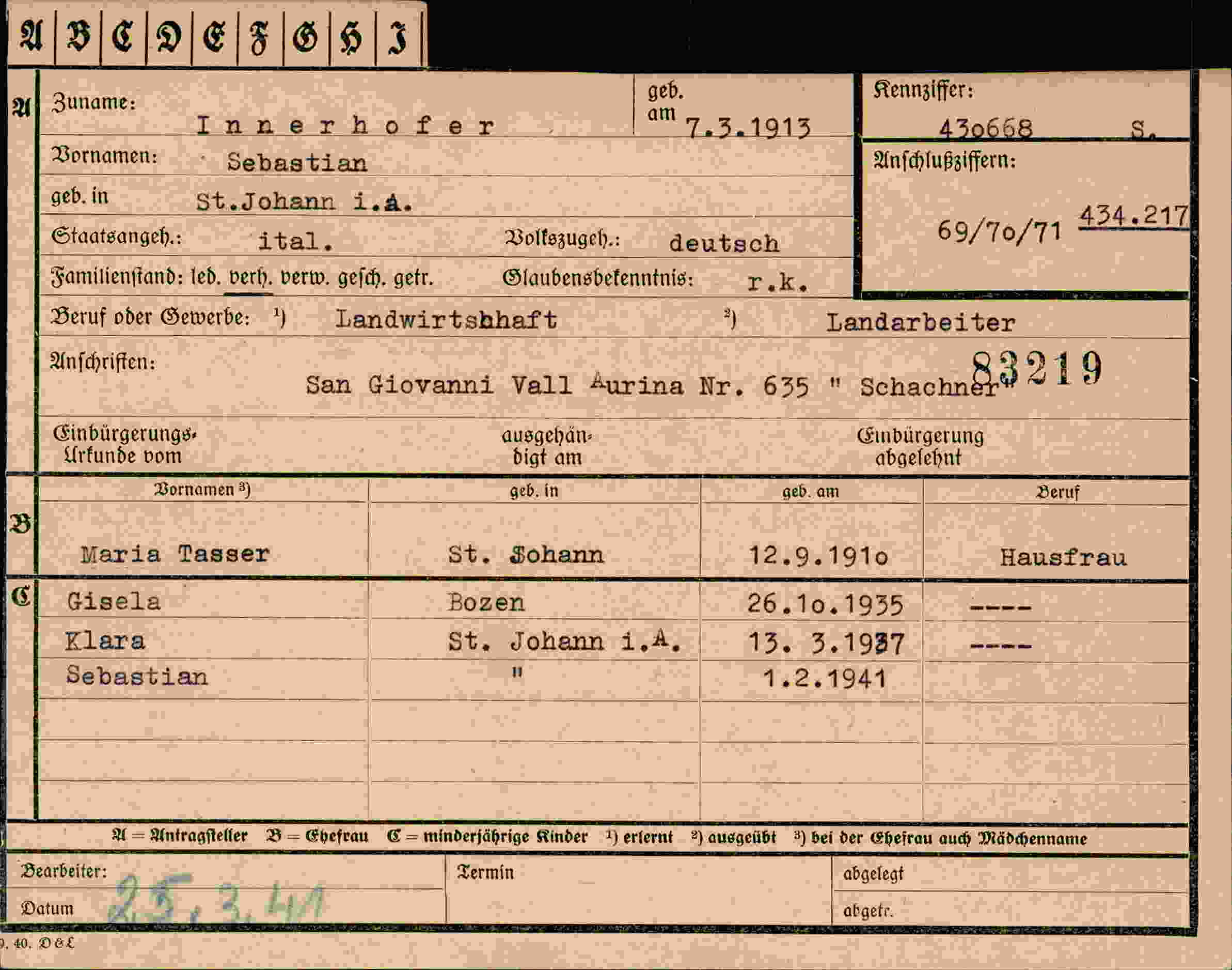 Vorderseite des Dokuments
