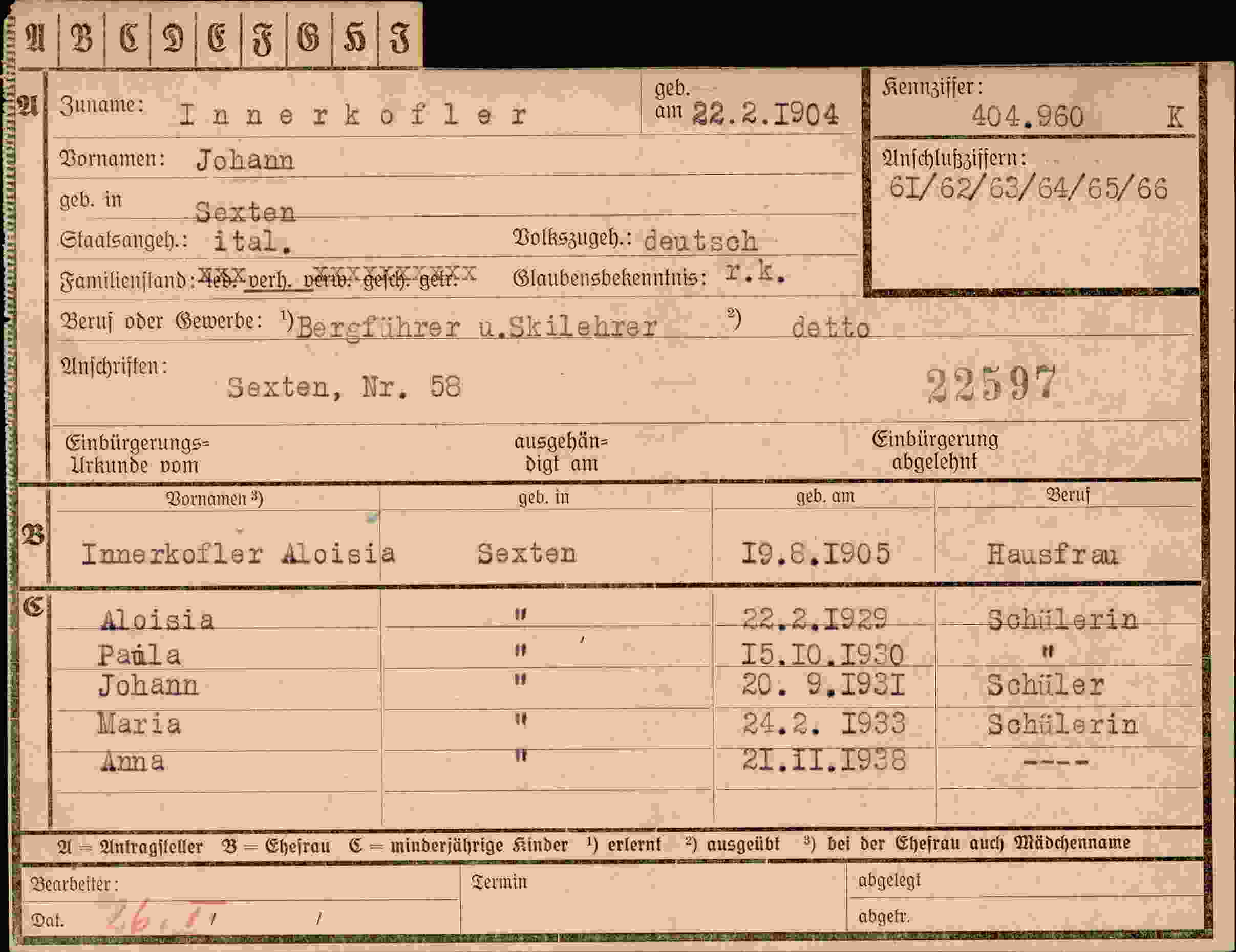 Dokument für Johann Innerkofler