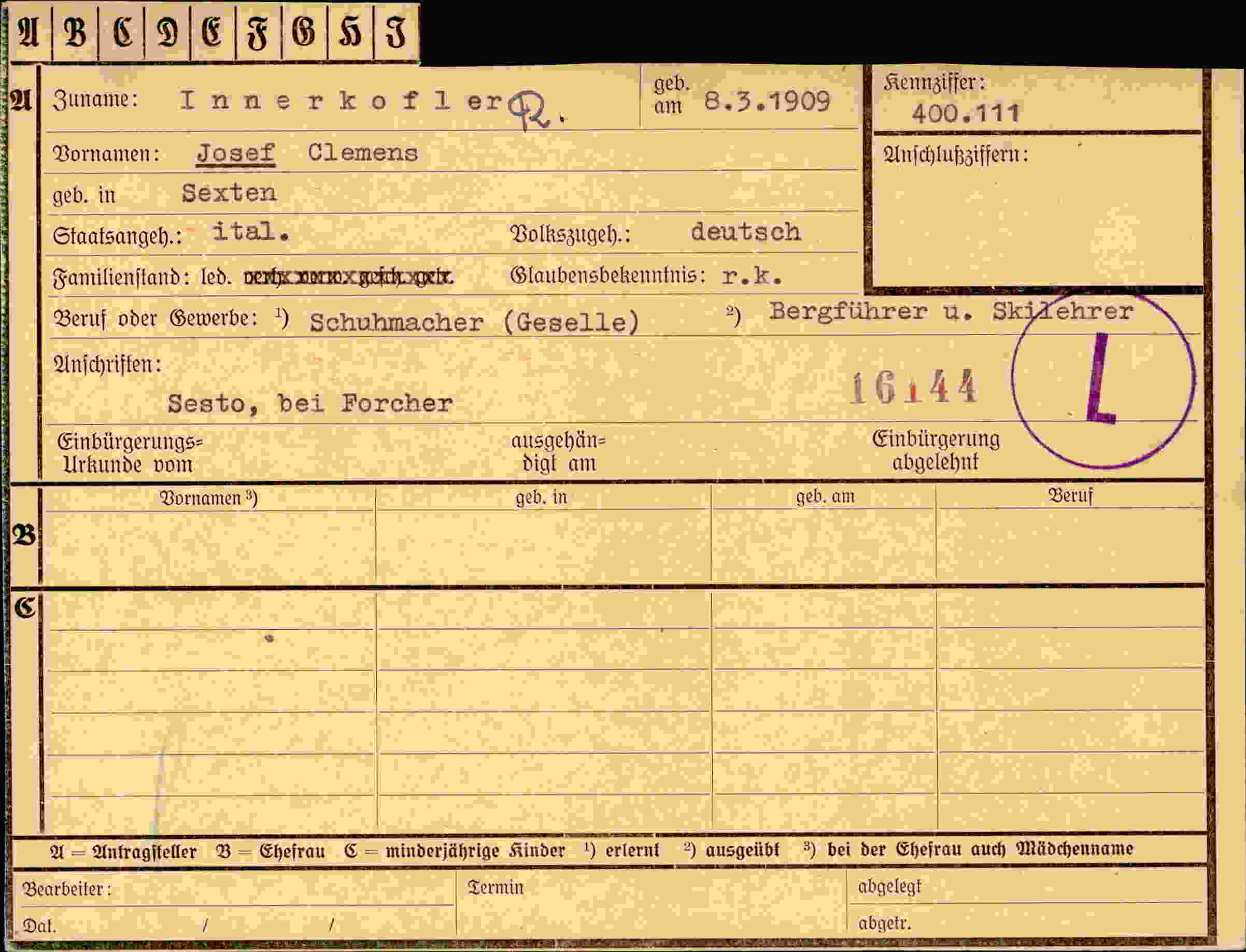 Dokument für Josef Innerkofler