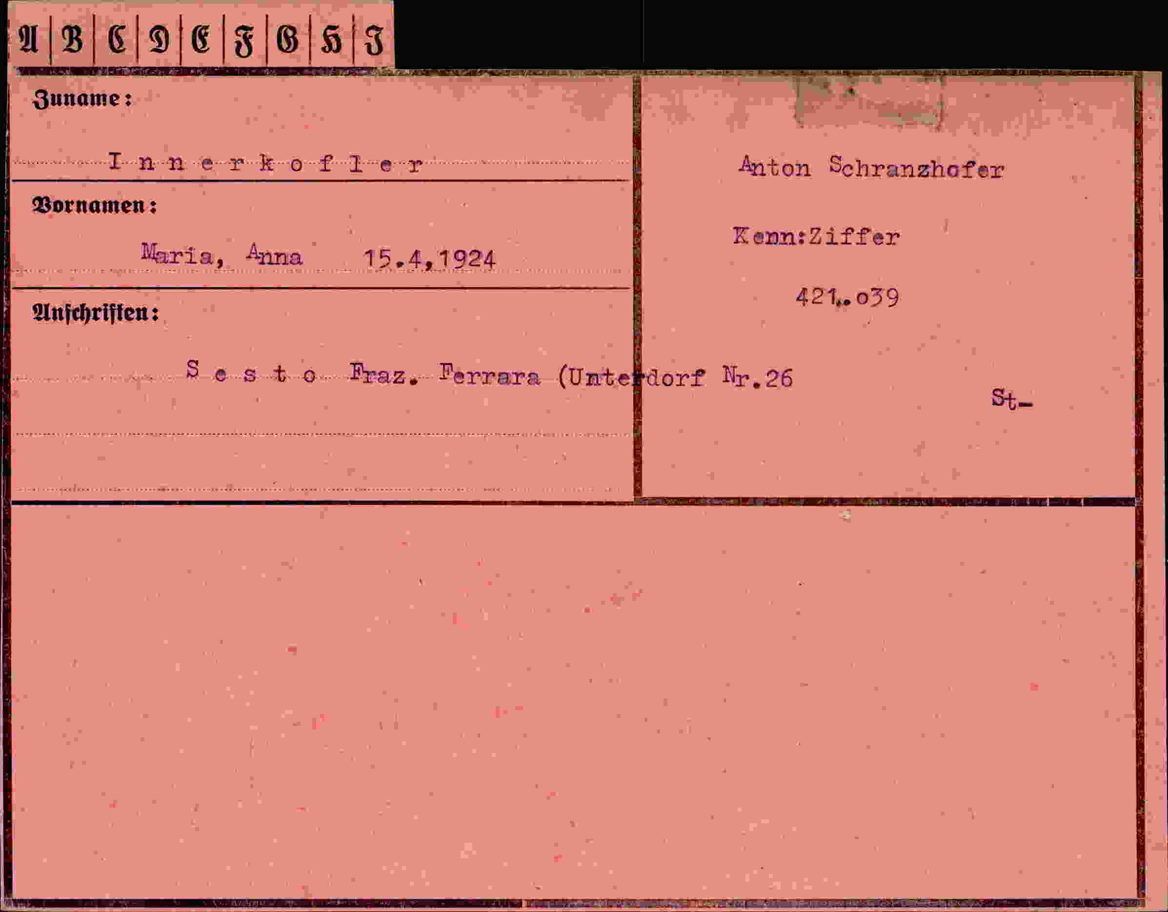 Dokument für Maria Anna Innenkofler