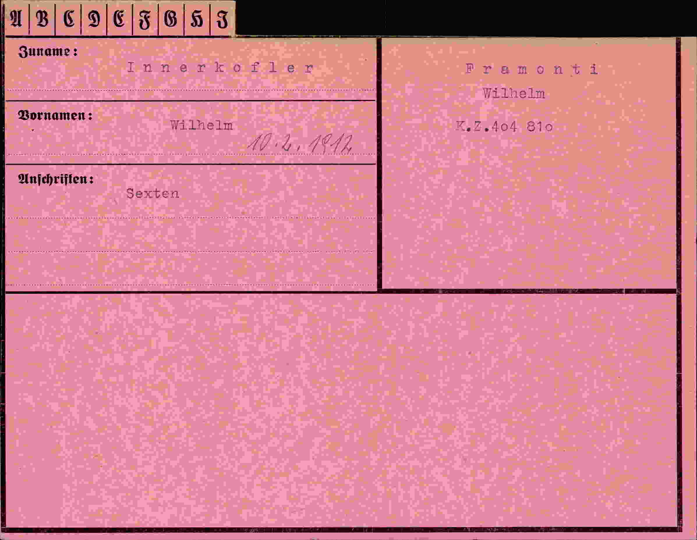 Dokument für Wilhelm Innerkofler
