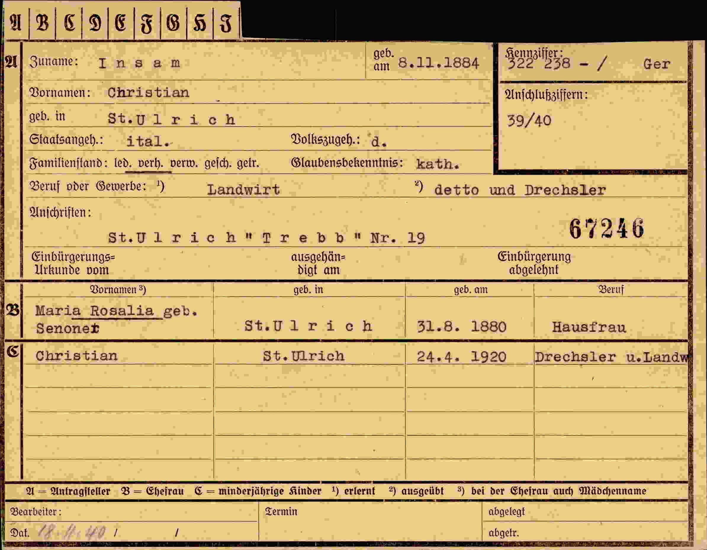 Dokument für Christian Insam