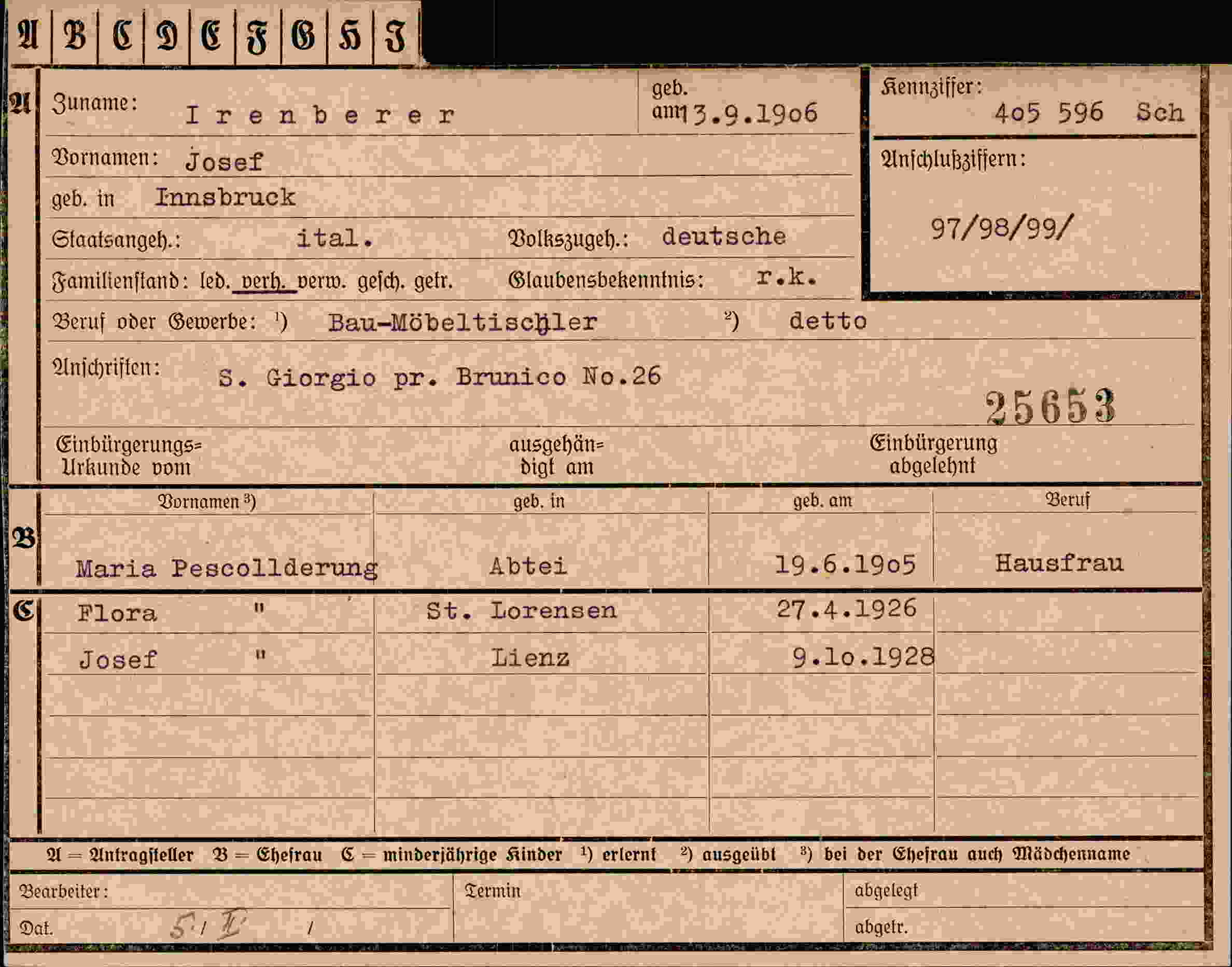 Dokument für Josef Irenberer