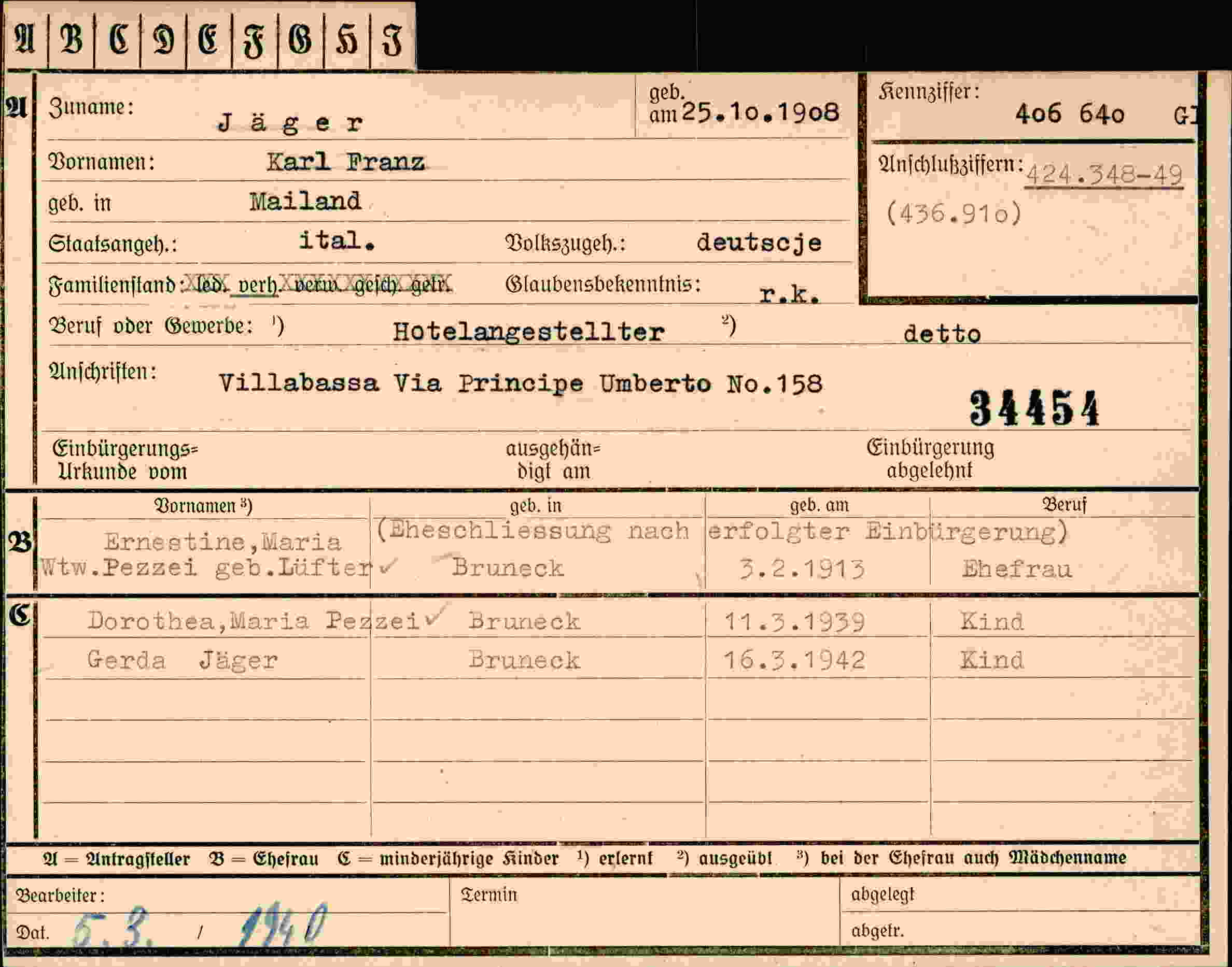 Vorderseite des Dokuments