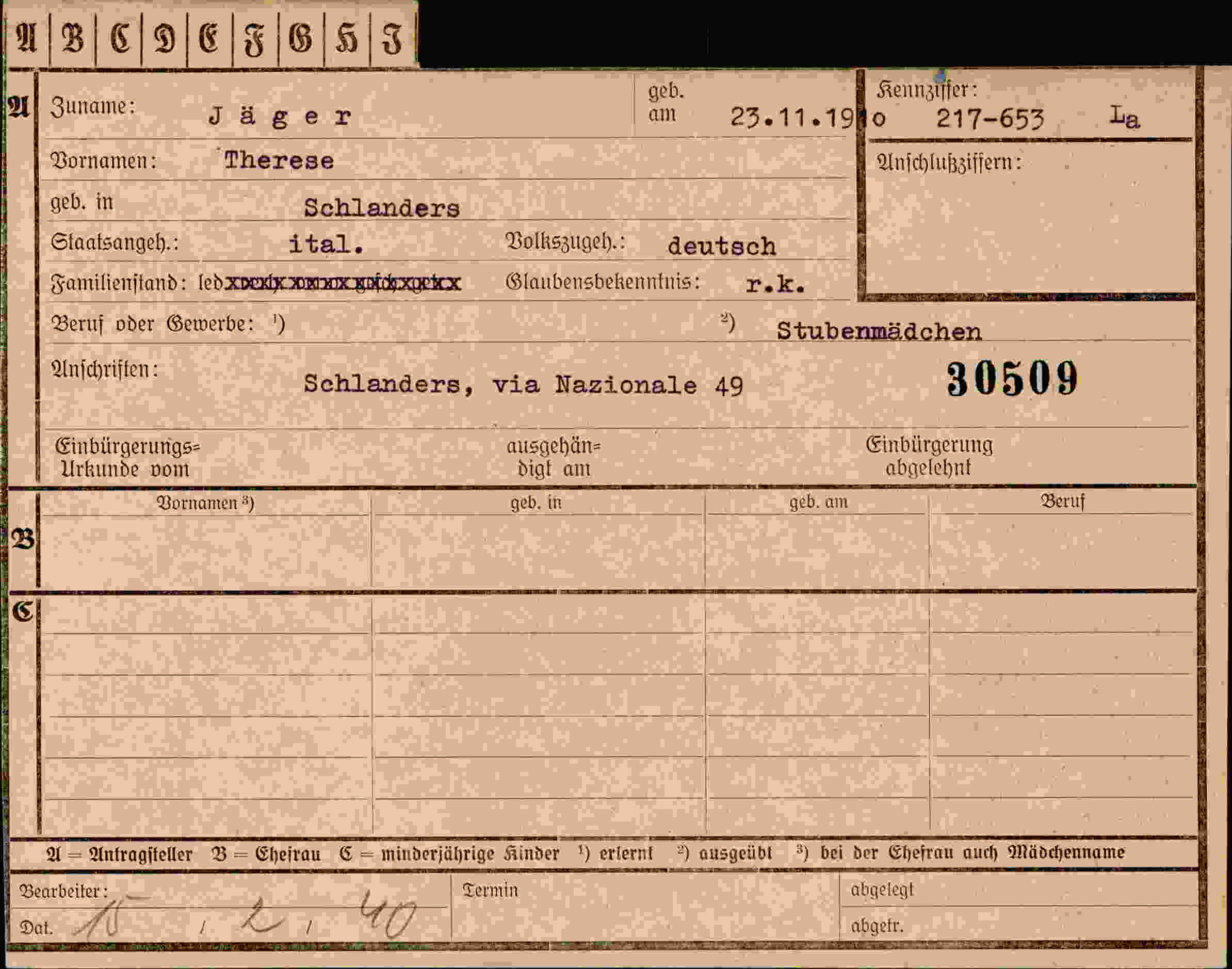 Vorderseite des Dokuments