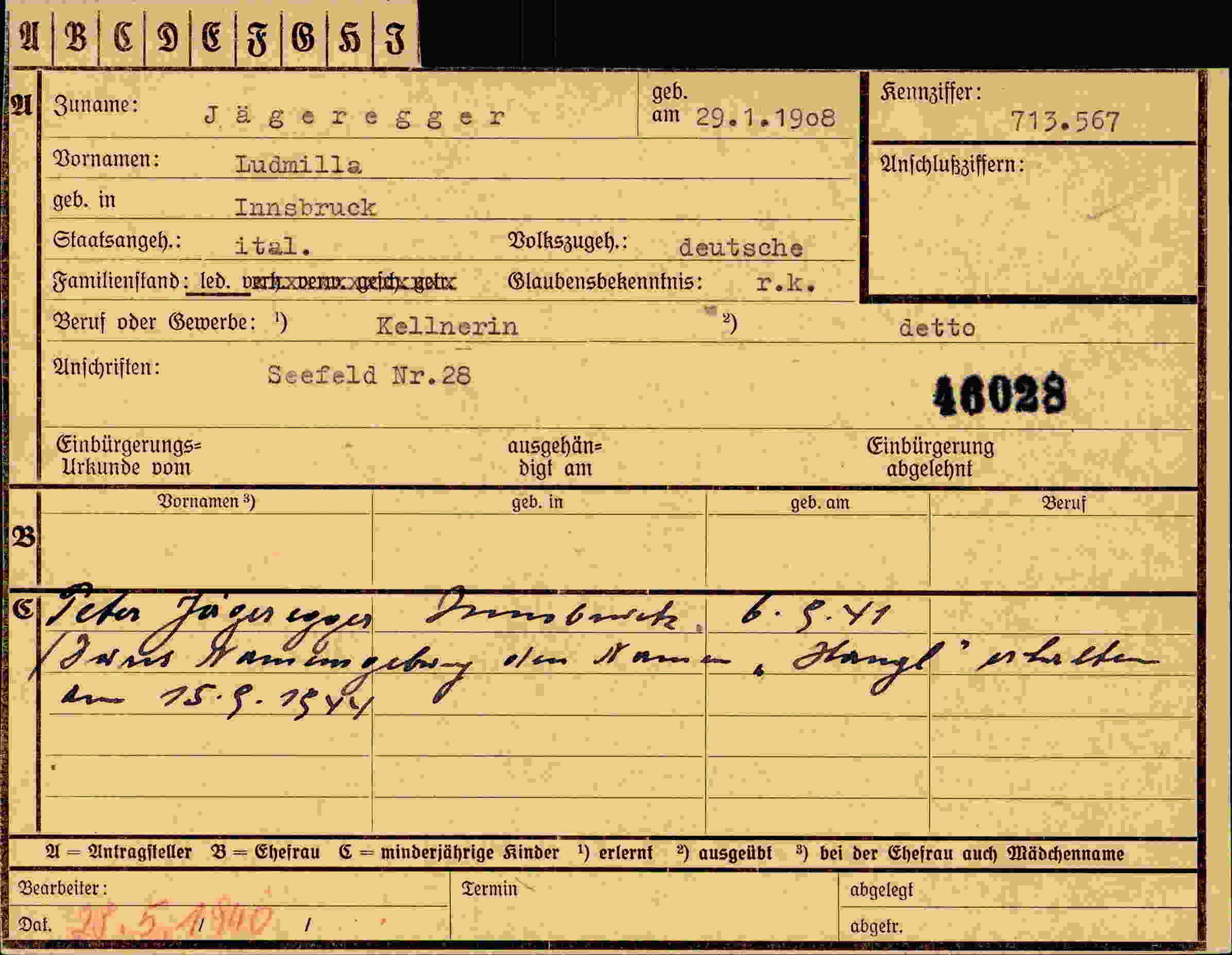 Dokument für Ludmilla Jägeregger