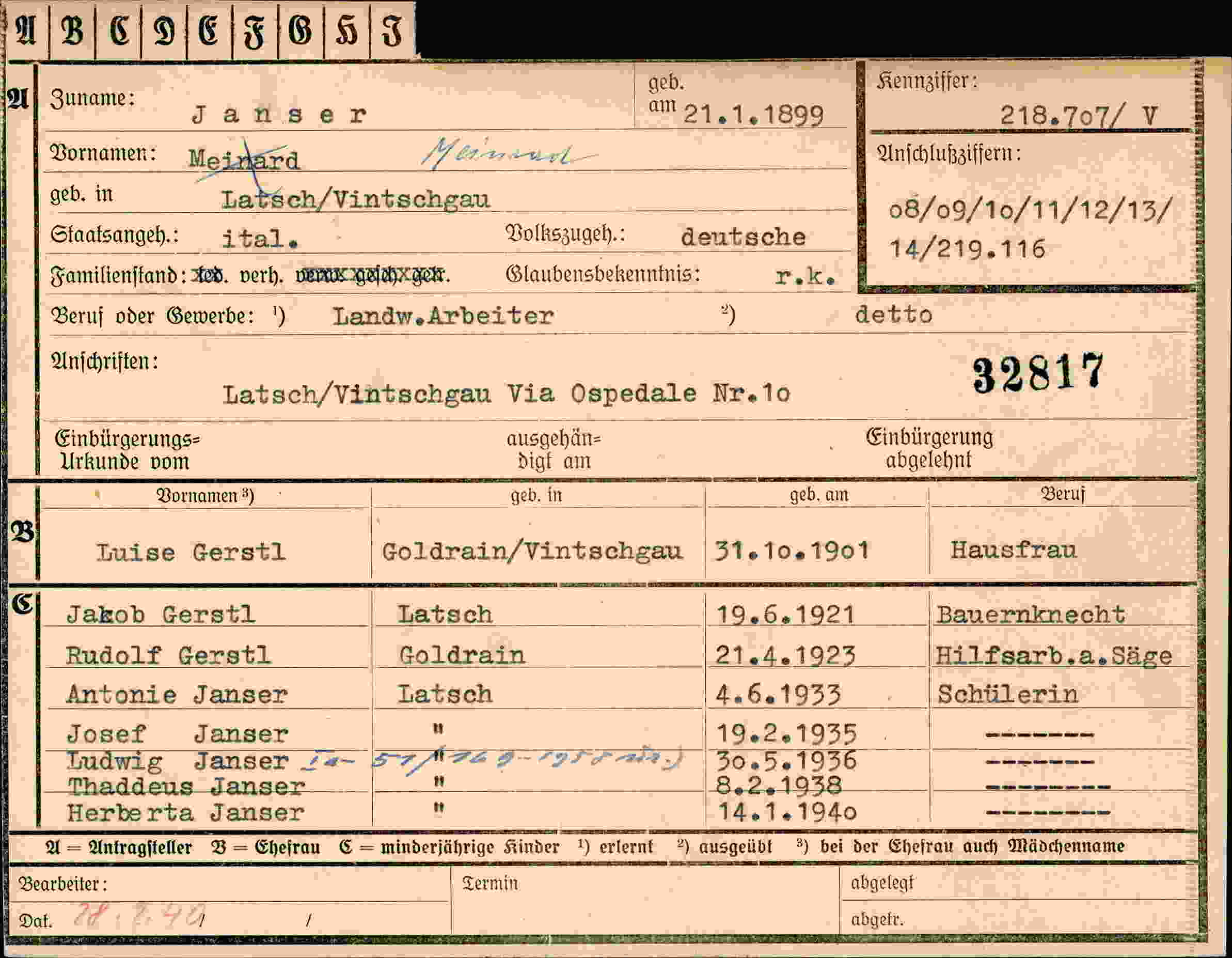 Dokument für Meinrad Janser