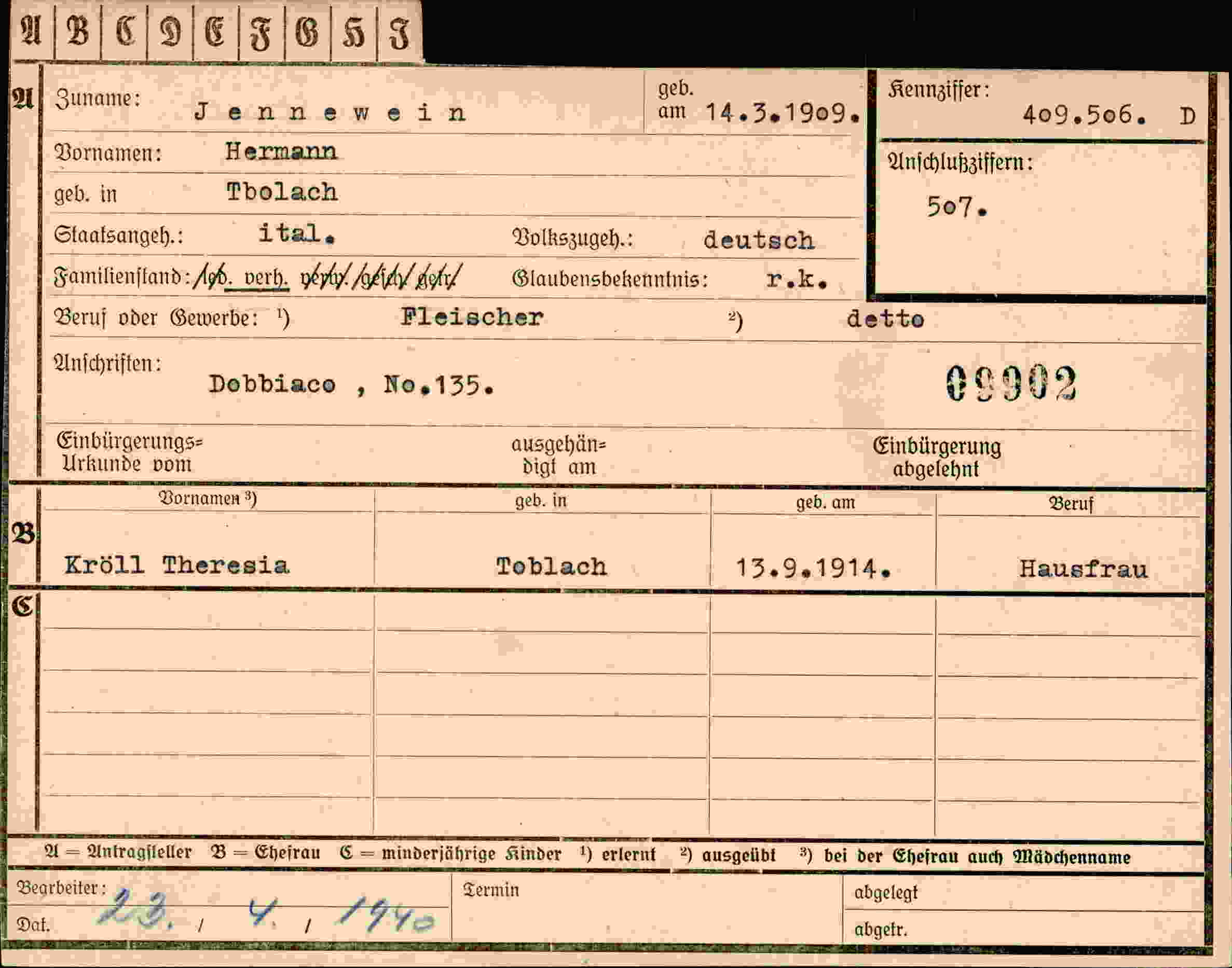 Dokument für Hermann Jennewein