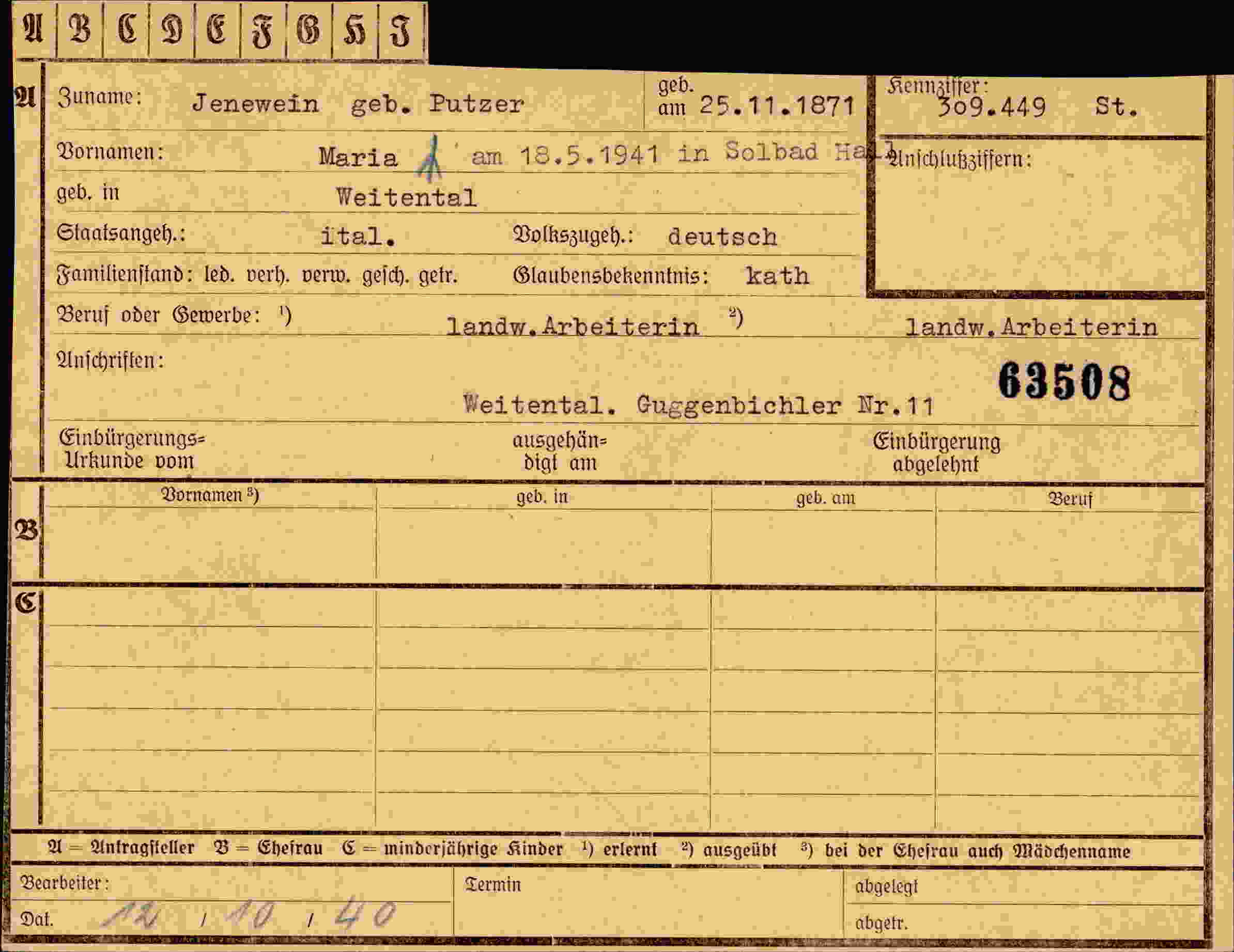 Vorderseite des Dokuments