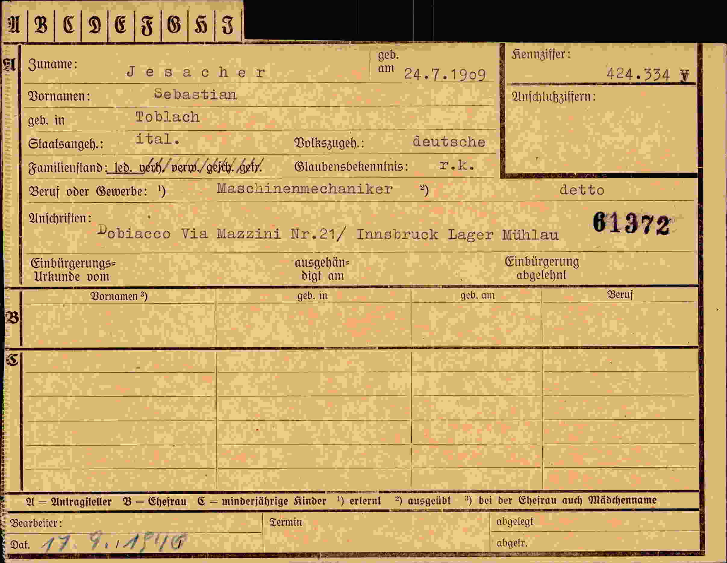 Dokument für Sebastian Jesacher
