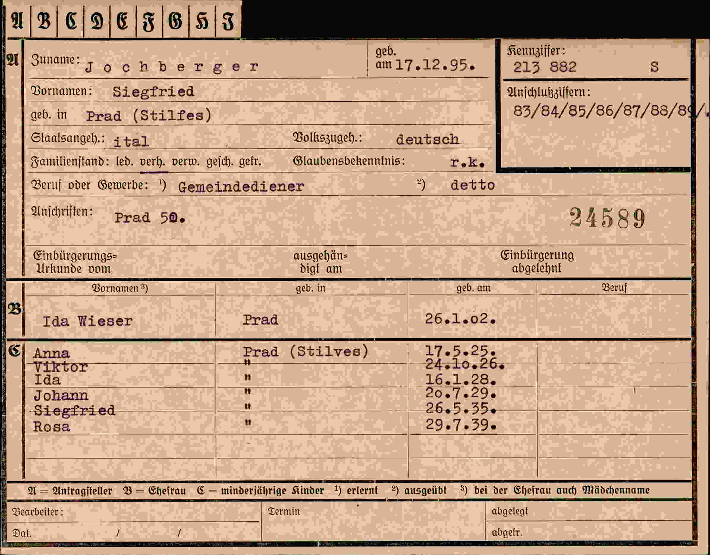 Dokument für Siegfried Jochberger