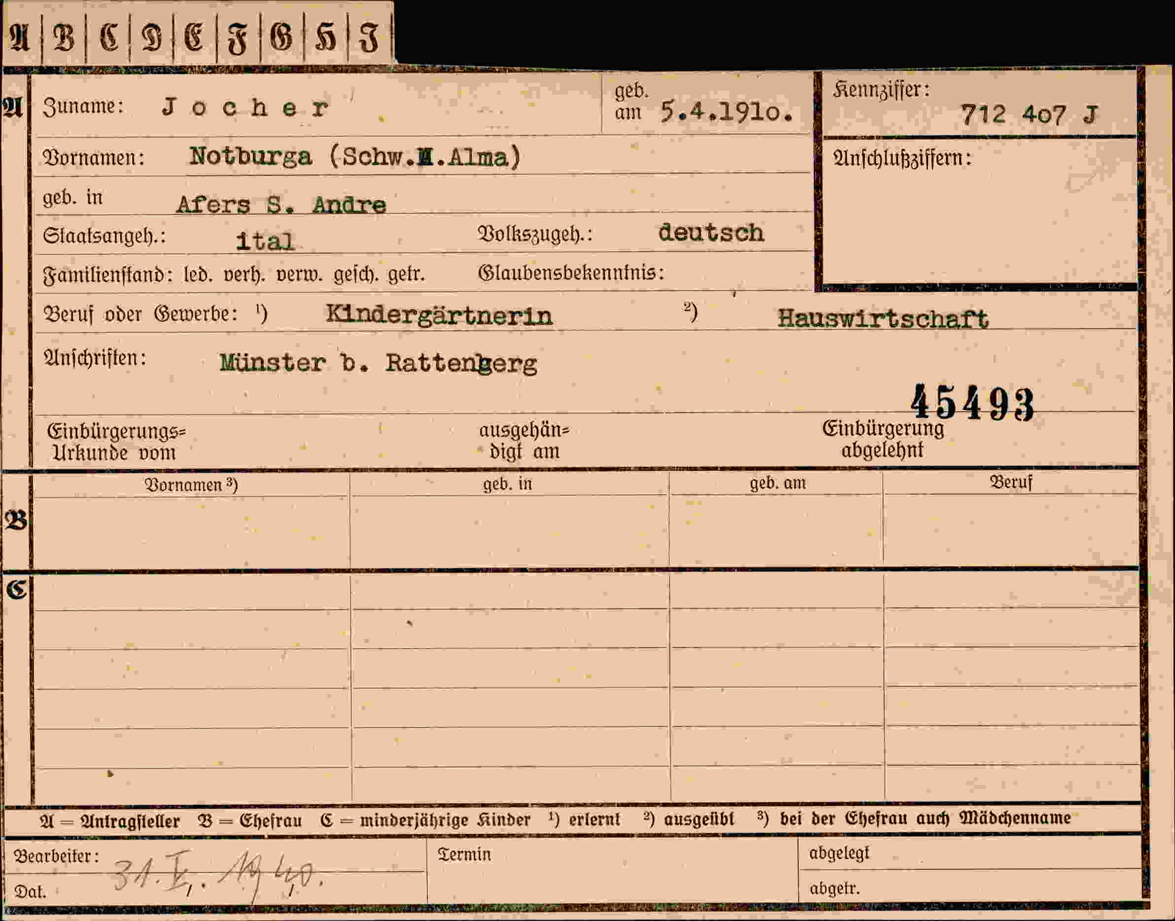 Dokument für Notburga Jocher